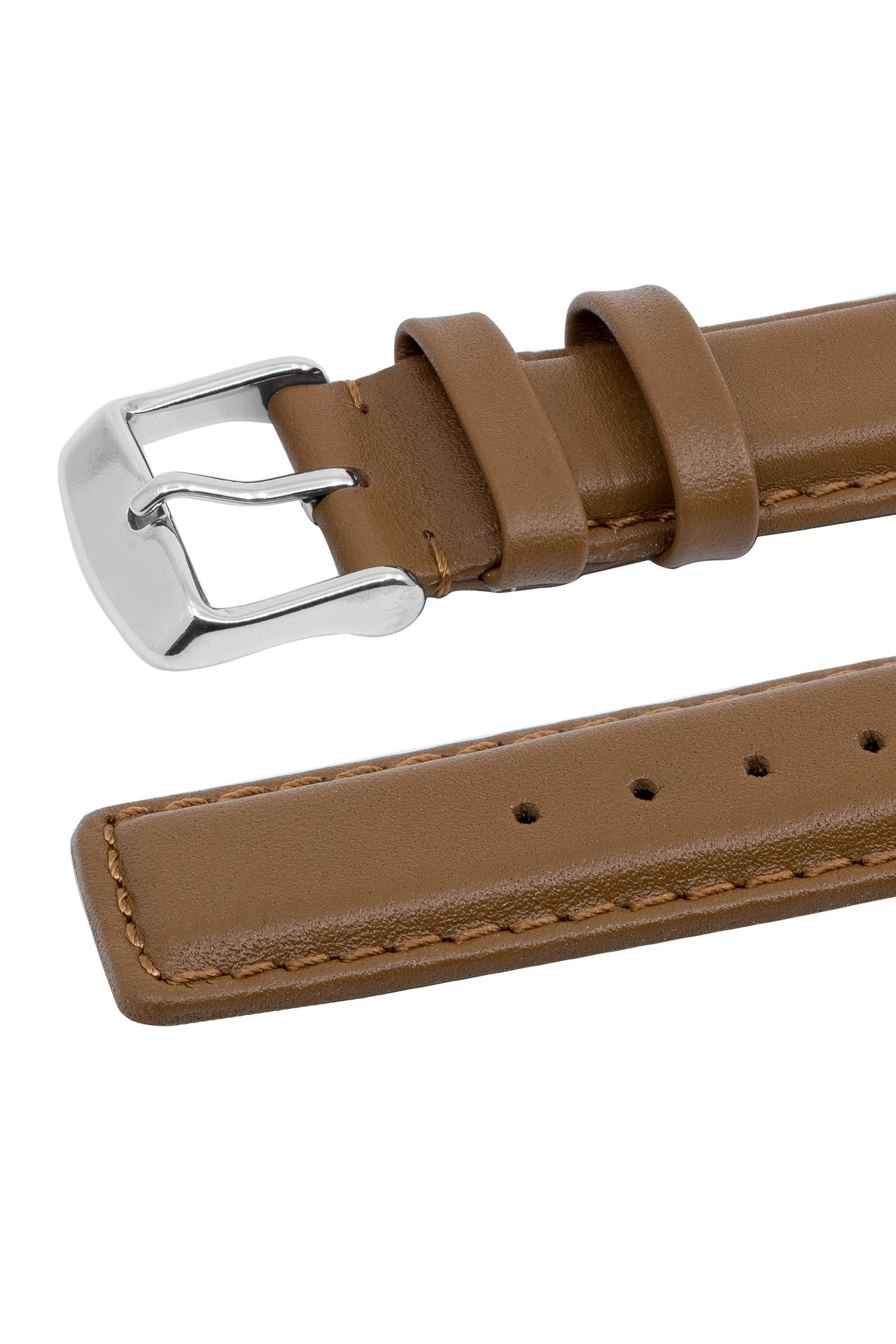 IWC-Style Calf Leather Watch Strap in CARAMEL