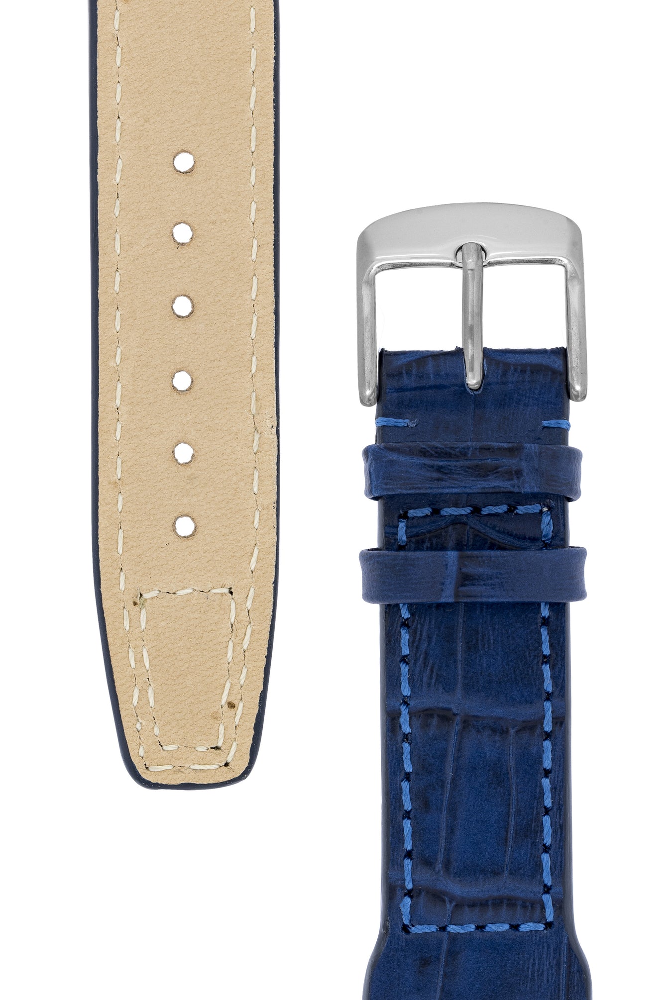 IWC-Style Aviation Alligator-Embossed Leather Watch Strap in BLUE