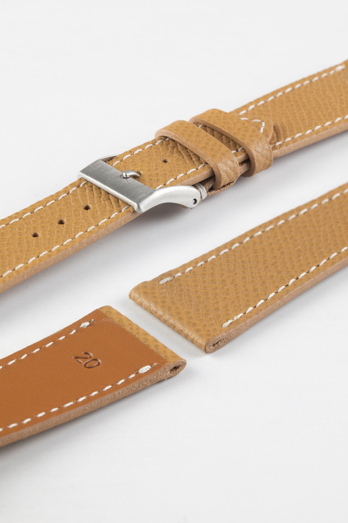 JPM Italian Elegant Print Leather Watch Strap in BEIGE