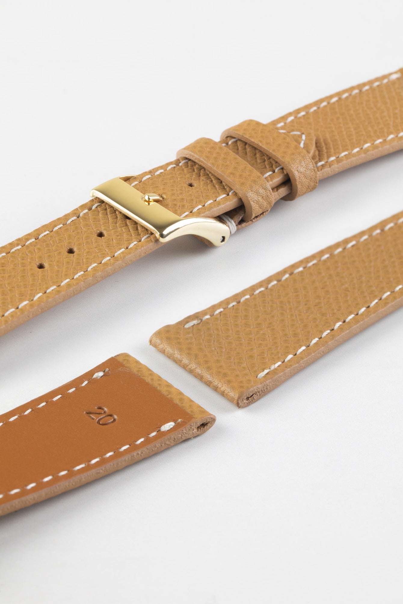 JPM Italian Elegant Print Leather Watch Strap in BEIGE