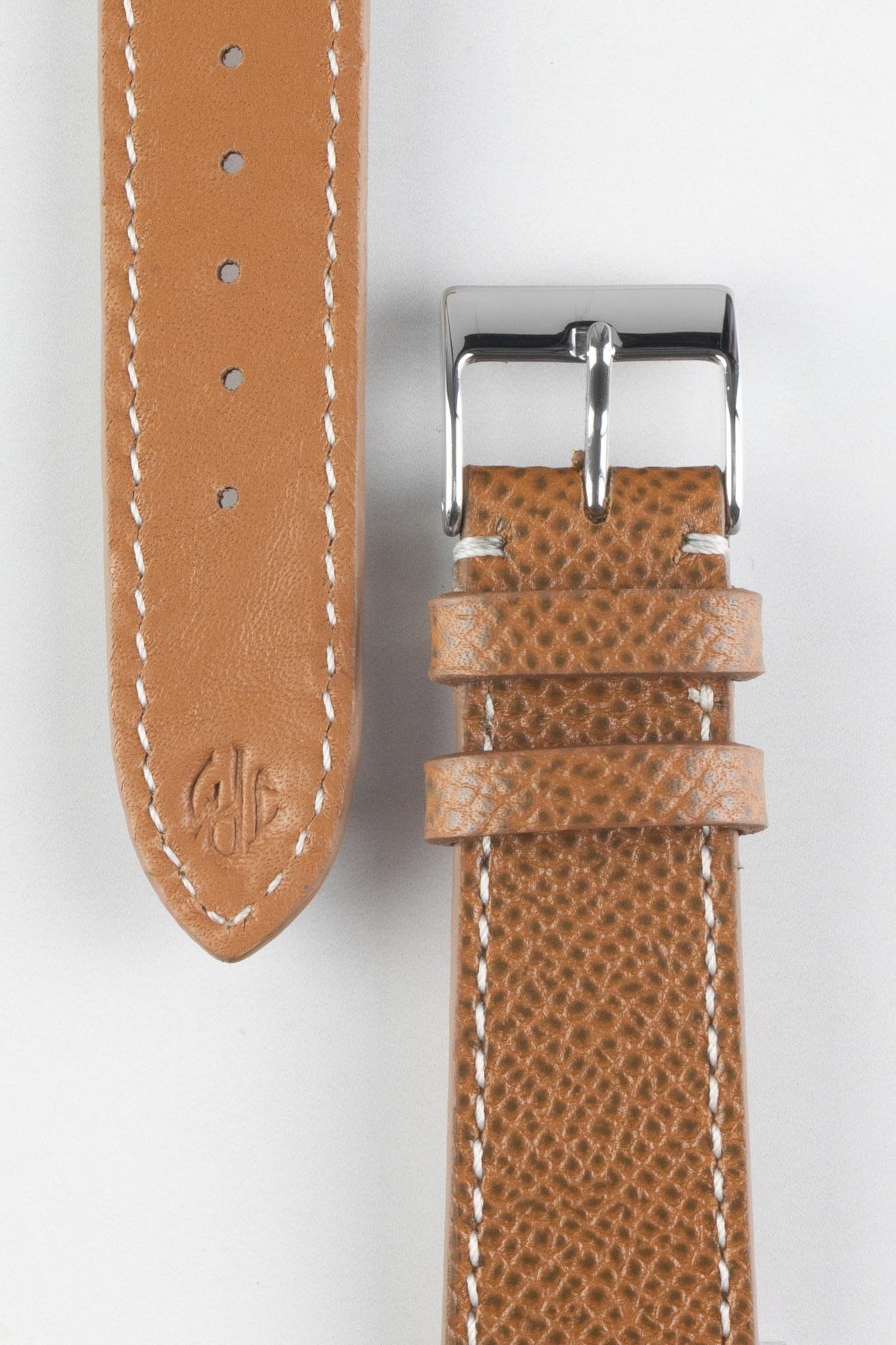 JPM Italian Elegant Print Leather Watch Strap in BROWN