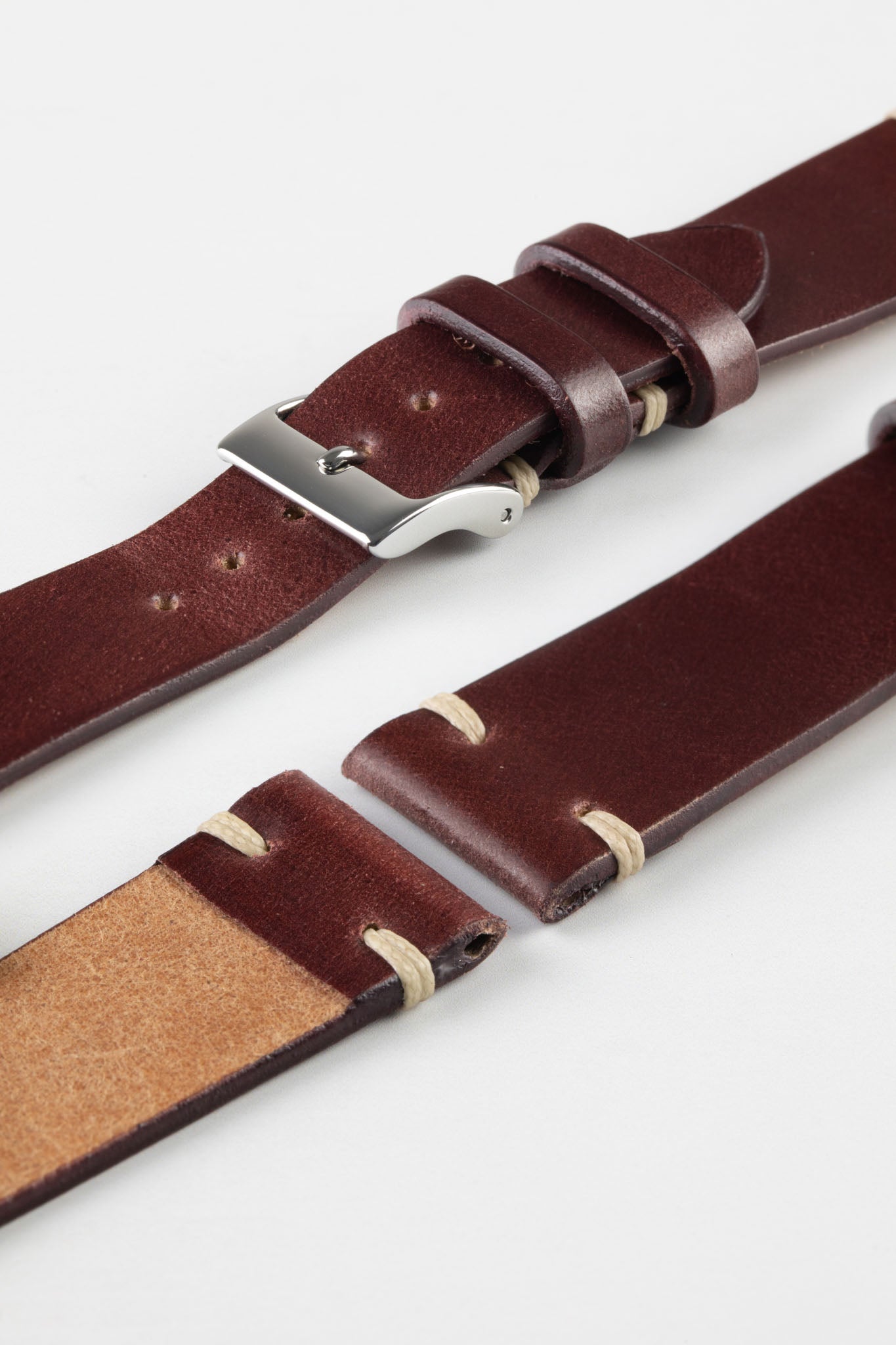 JPM Italian Shell Cordovan Watch Strap in BURGUNDY WatchObsession