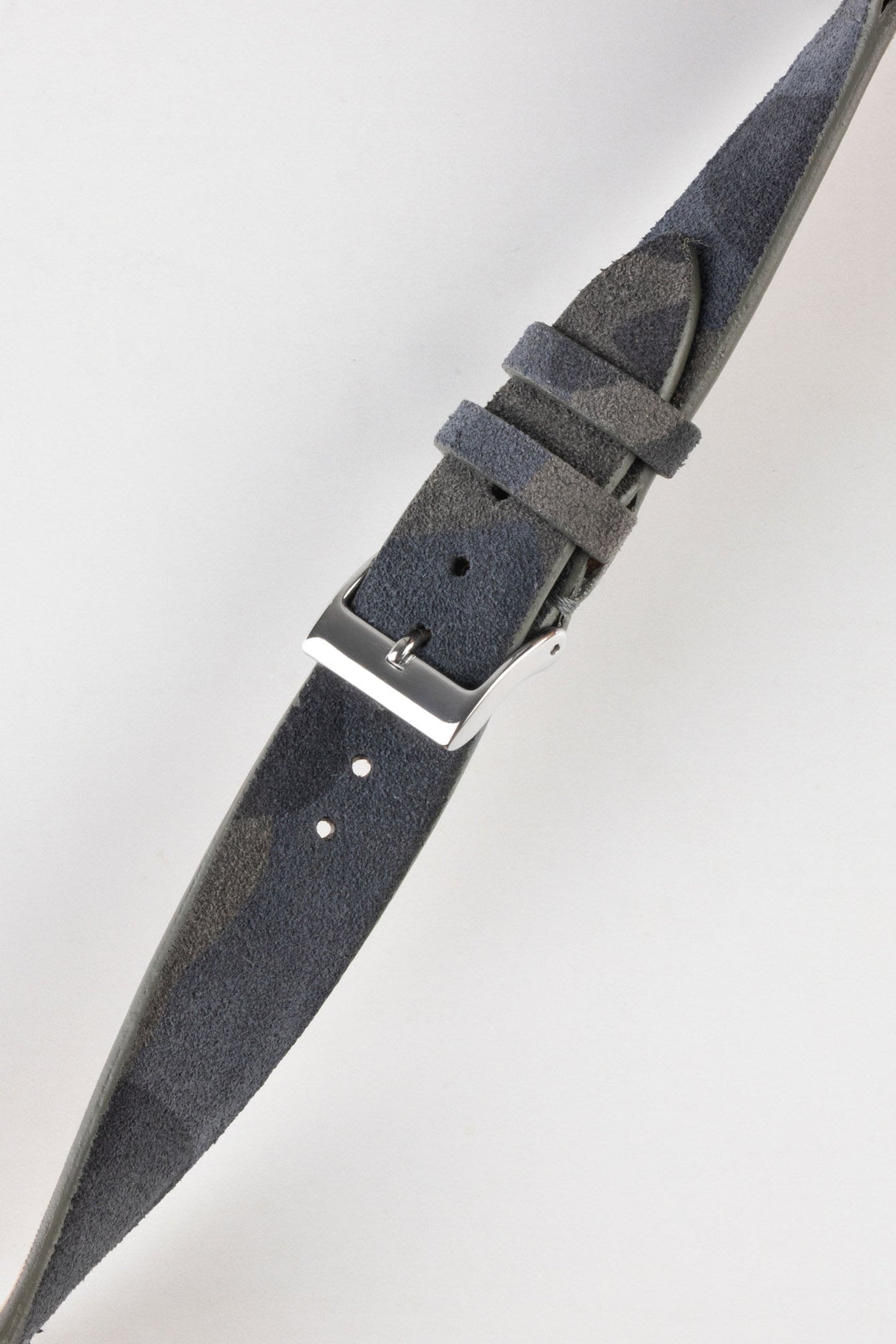 camo suede watch strap in blue