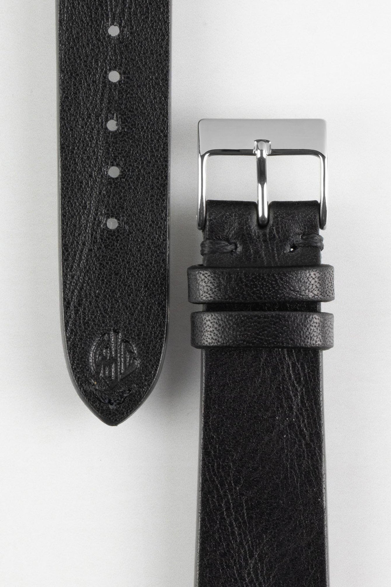 JPM NERO Vintage Leather Watch Strap in BLACK