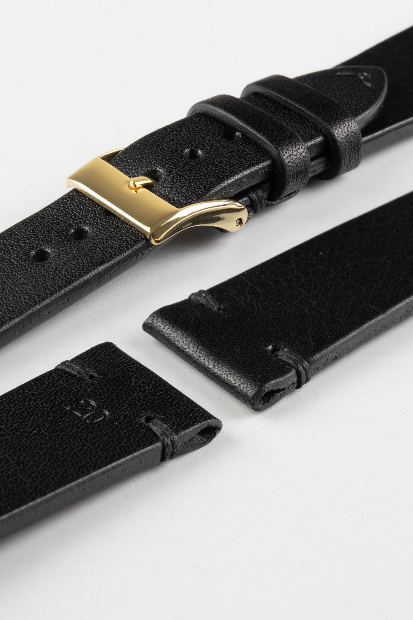 JPM NERO Vintage Leather Watch Strap in BLACK