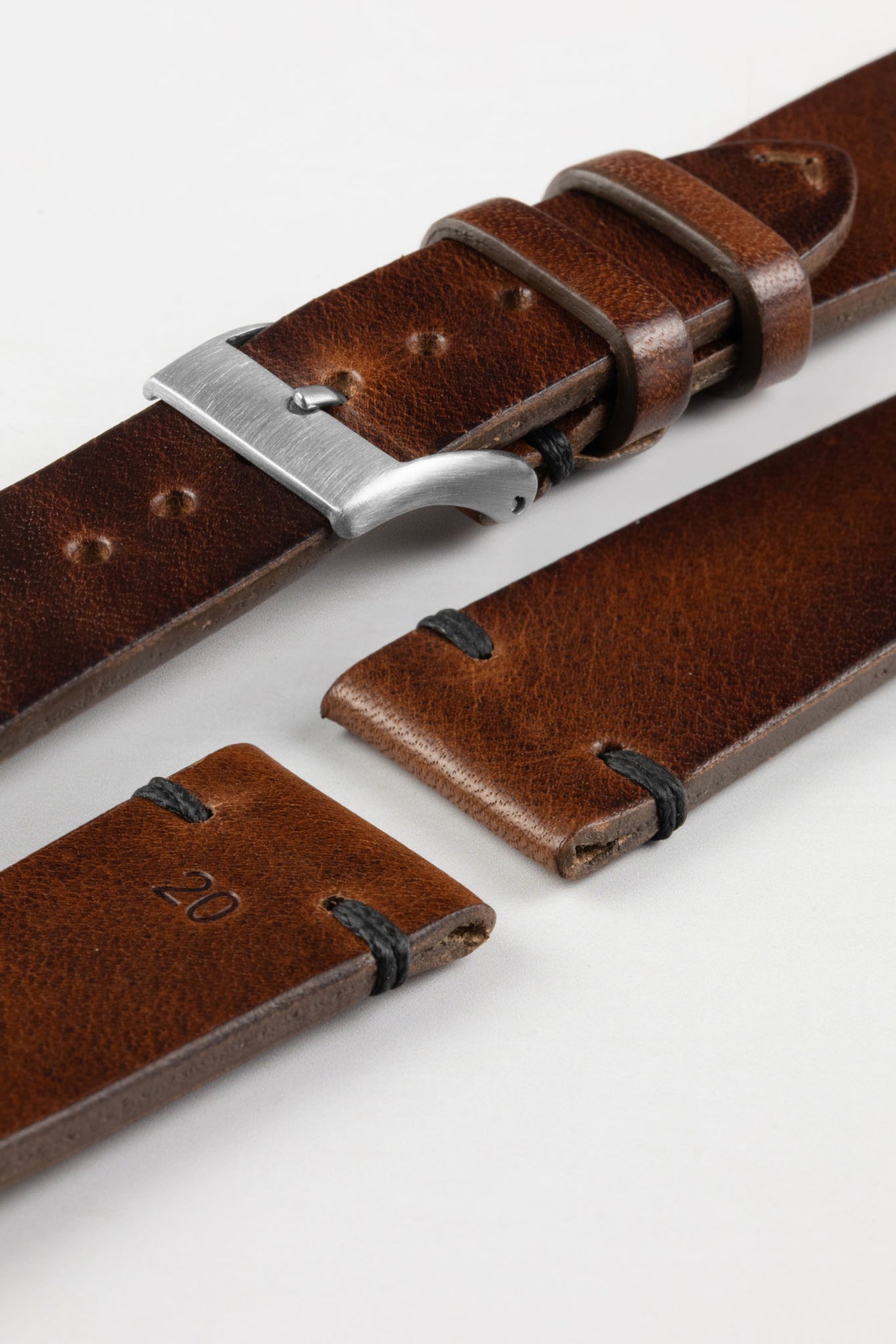 JPM NERO Vintage Leather Watch Strap in DISTRESSED BROWN