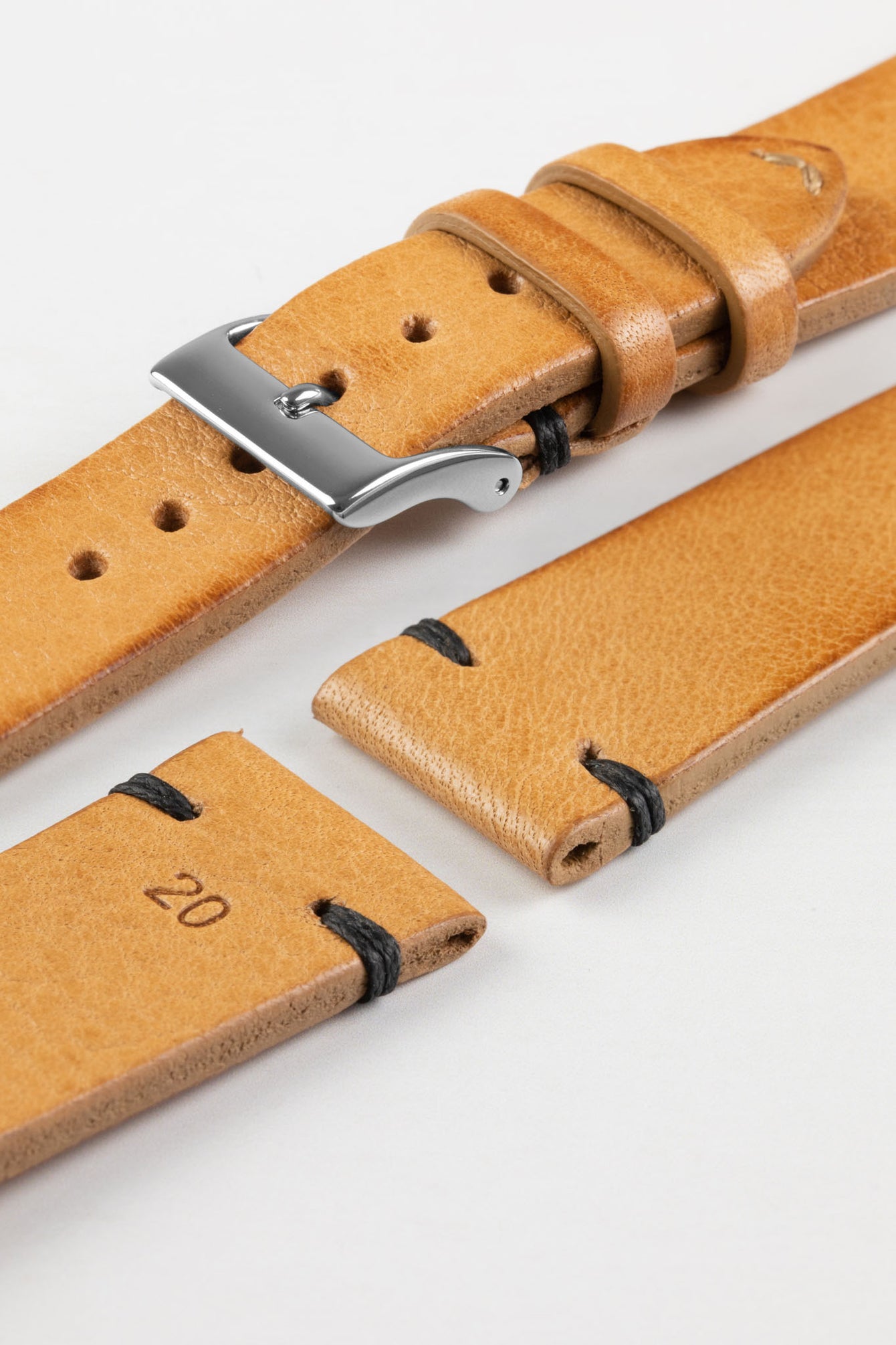 JPM NERO Vintage Leather Watch Strap in HONEY