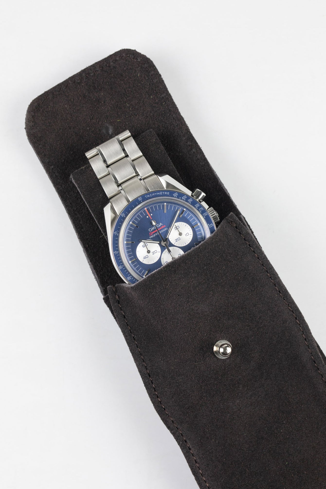 JPM Single Watch Vintage Suede Travel Pouch in DARK BROWN