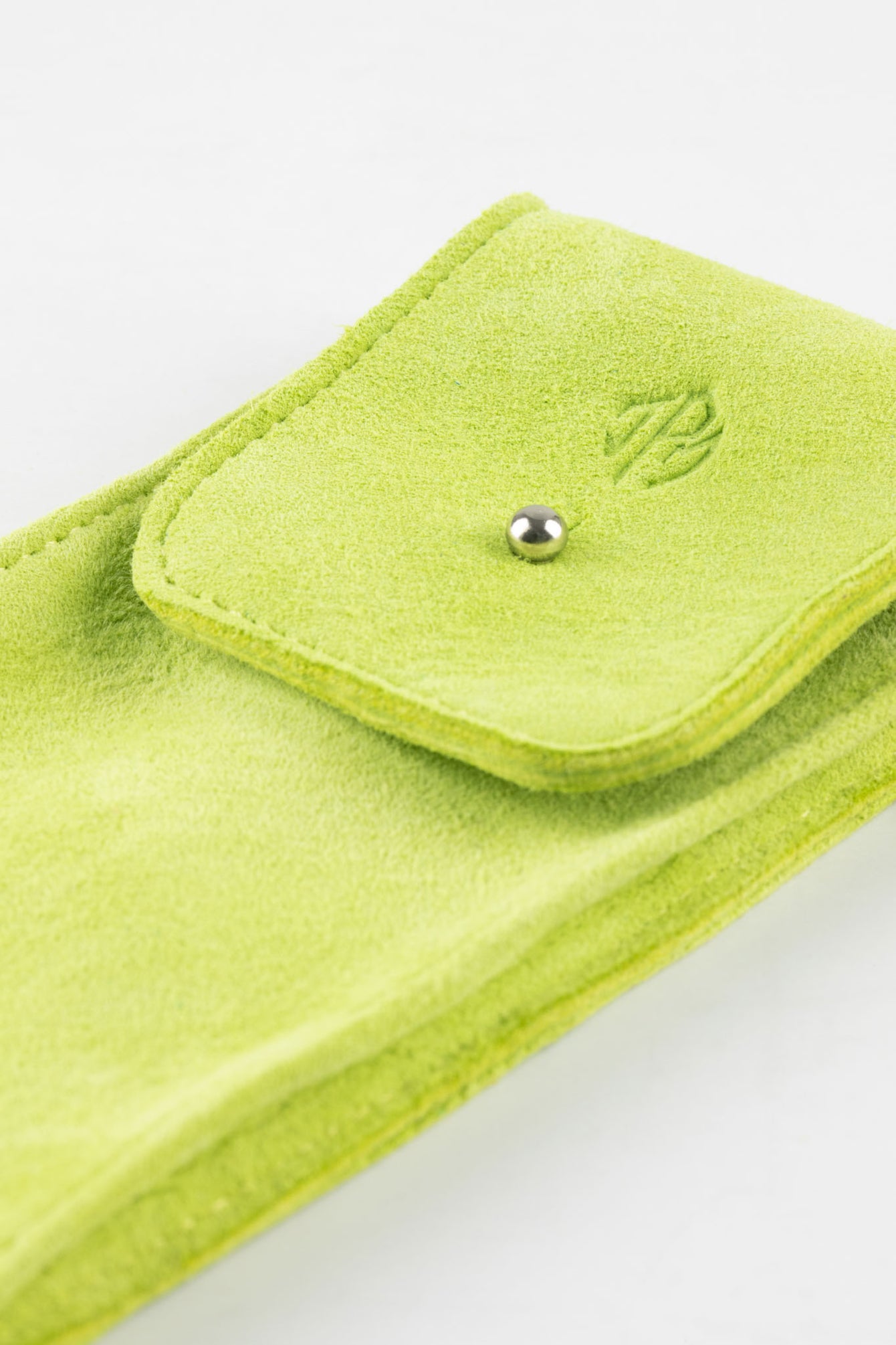 JPM Single Watch Vintage Suede Travel Pouch in LIME GREEN