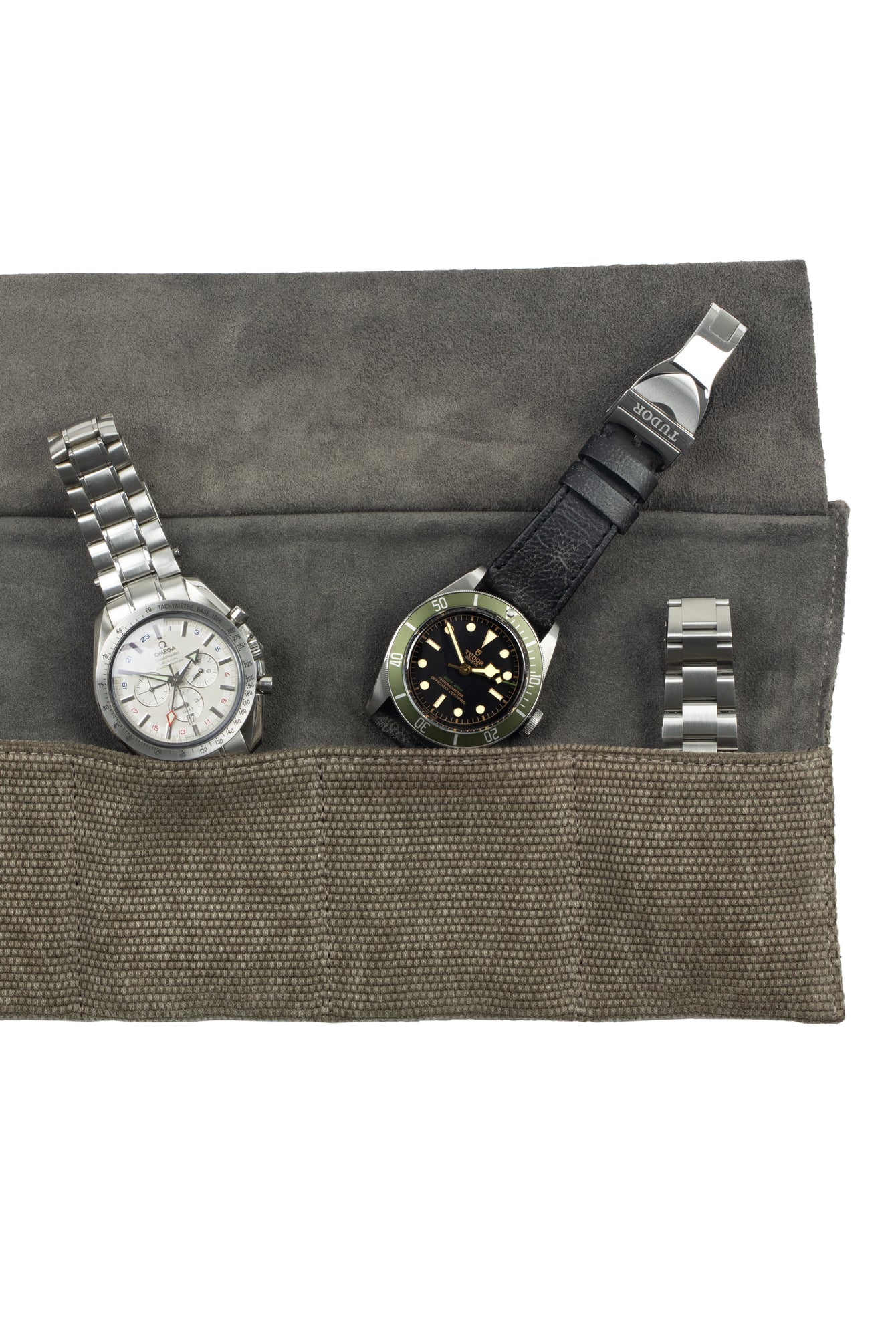 JPM Canvas Watch Roll with Suede Lining in GREY