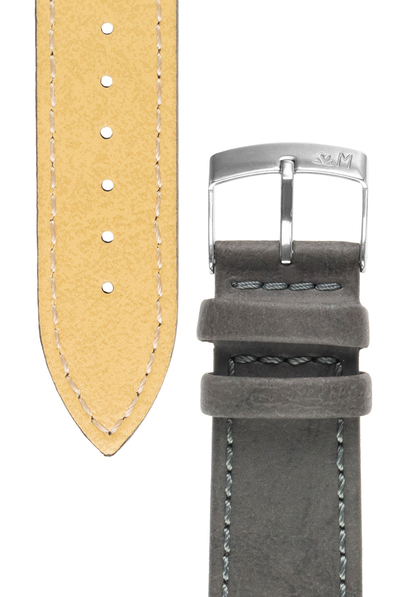 Morellato ABETE Buffalo-Embossed Vegan Leather Watch Strap in GREY