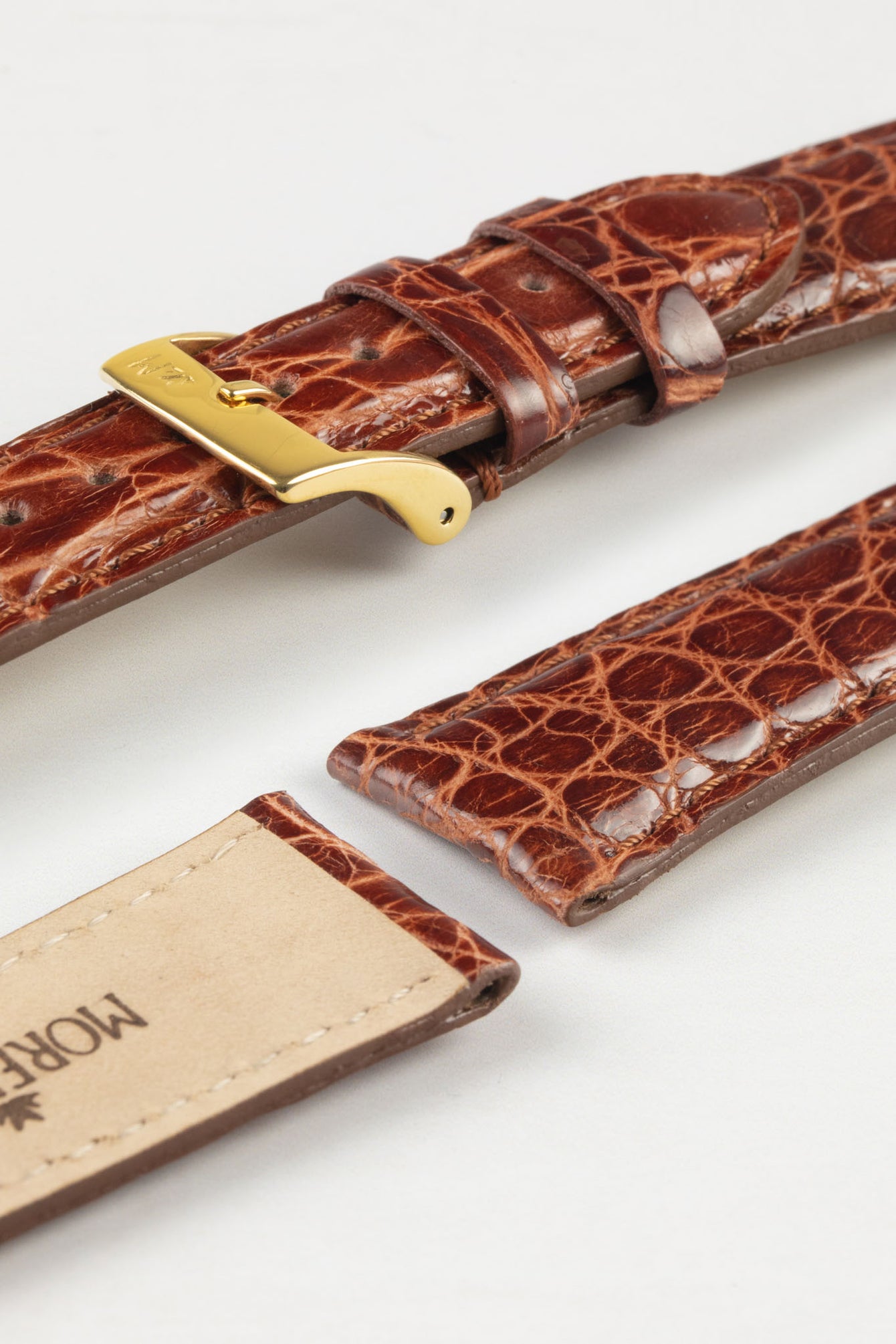 Morellato AMADEUS Genuine Crocodile Watch Strap in GOLD BROWN