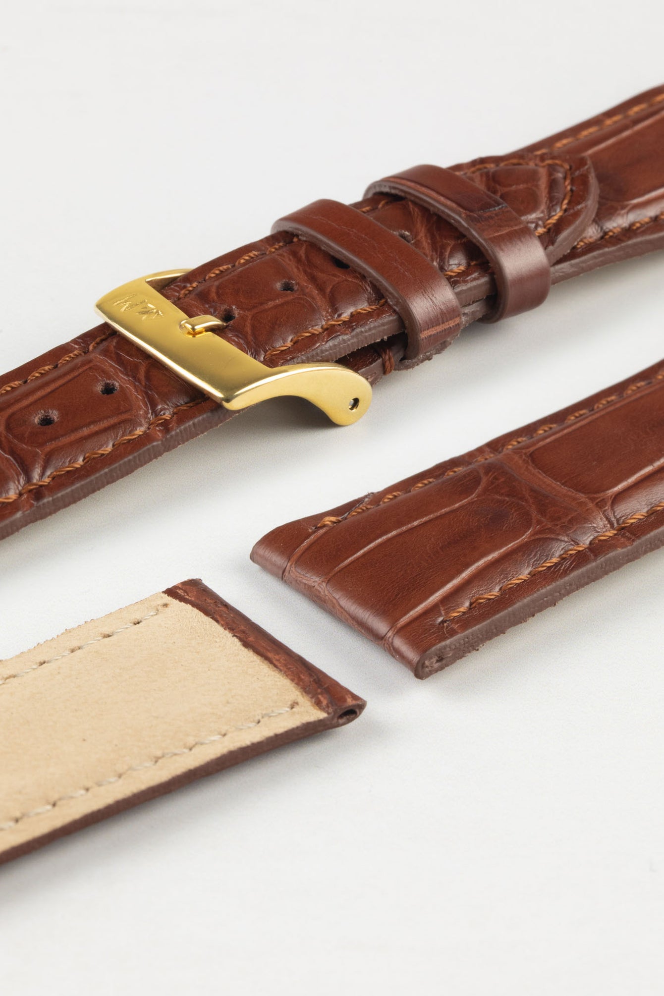 Morellato AMADEUS Genuine Alligator Watch Strap in GOLD BROWN