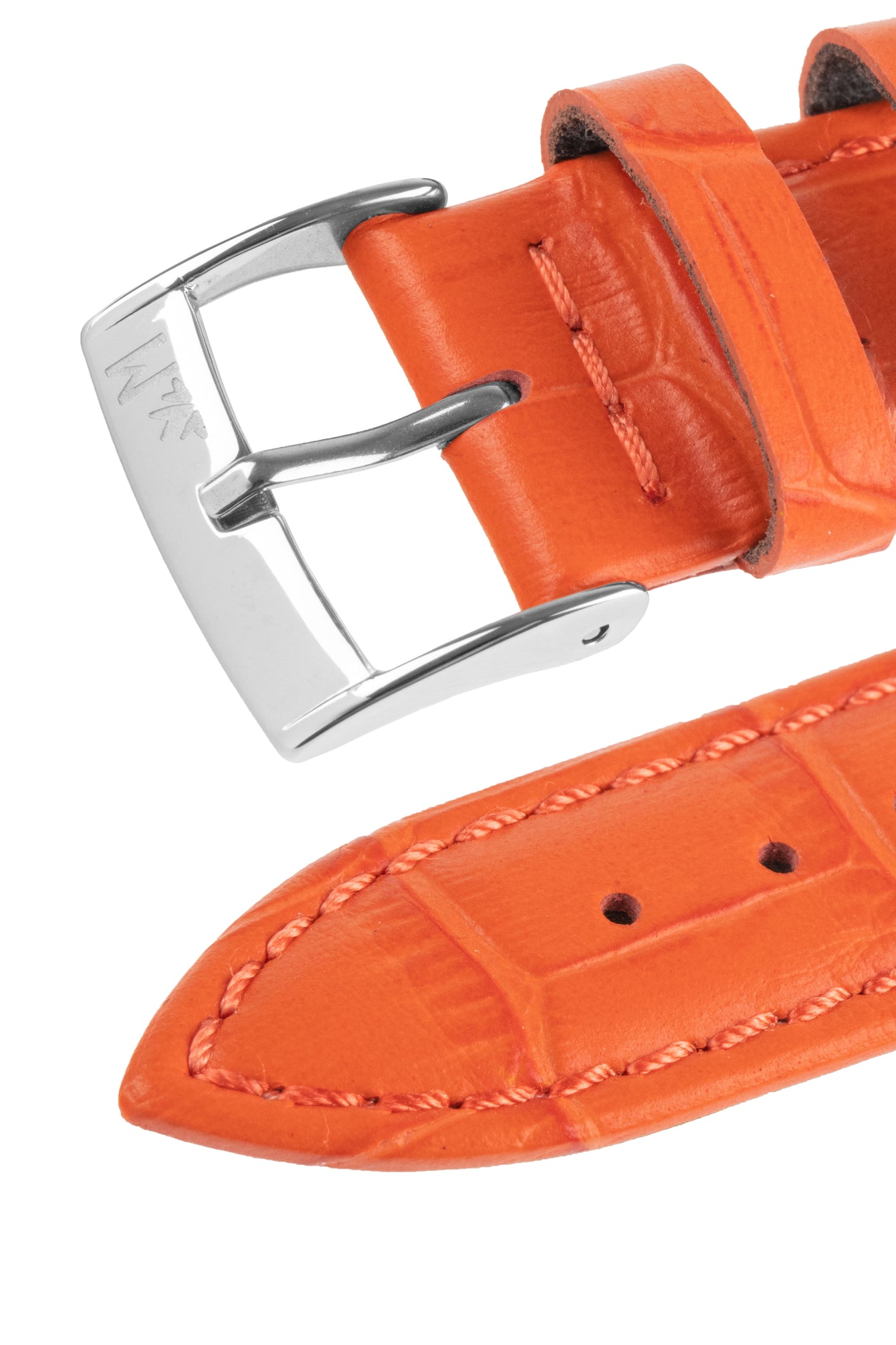 Morellato BOLLE Alligator-Embossed Calfskin Leather Watch Strap in ORANGE