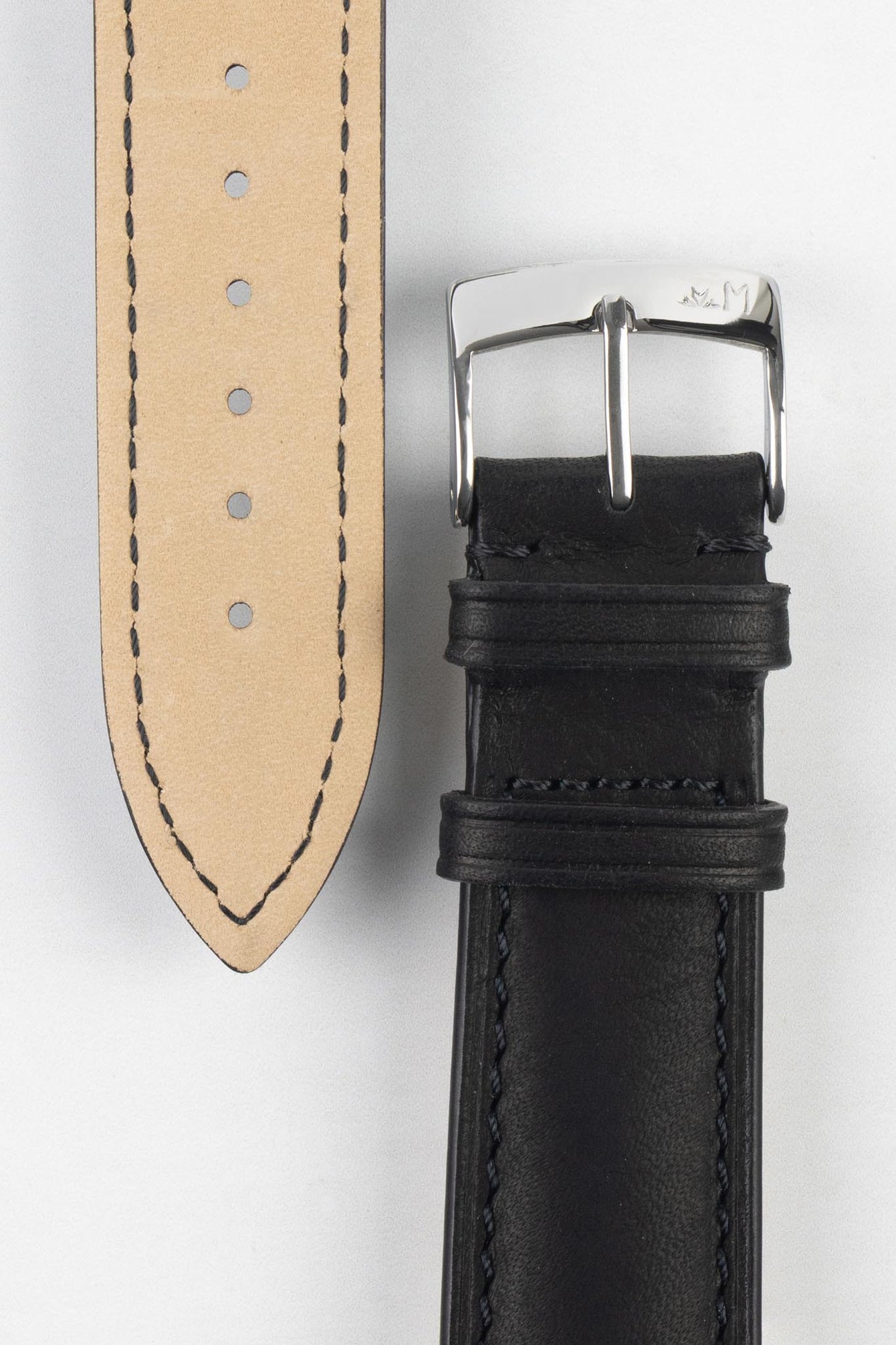 Morellato LEVY Vintage Calfskin Leather Watch Strap in BLACK