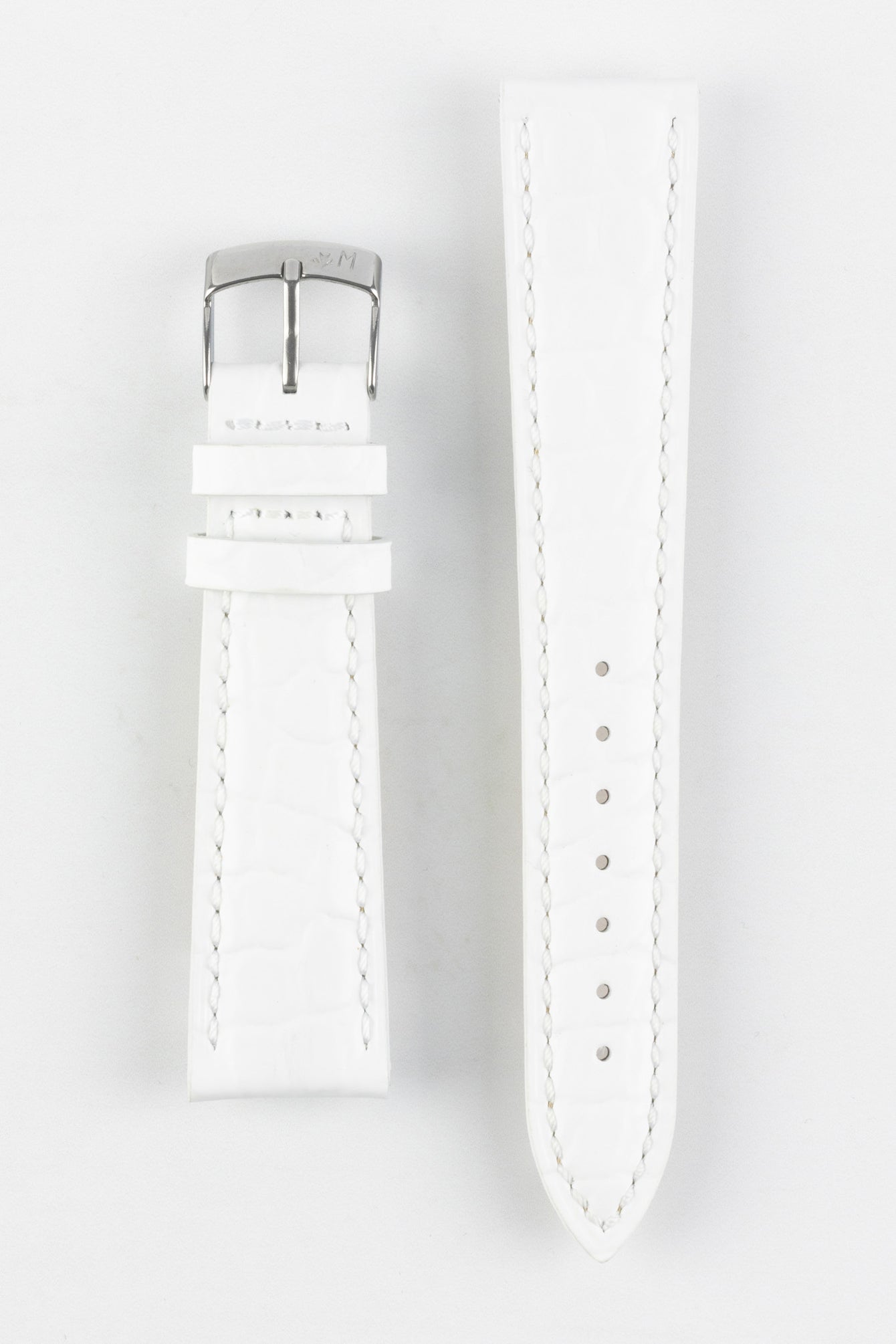 Morellato LIVERPOOL Crocodile-Embossed Calfskin Leather Performance Watch Strap in WHITE