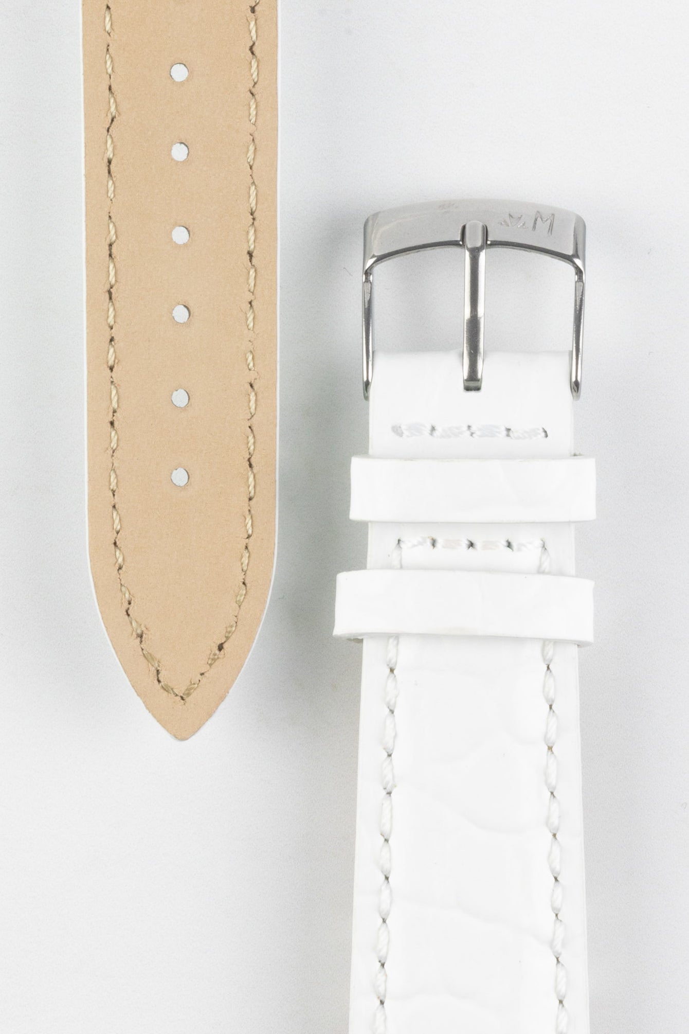 Morellato LIVERPOOL Crocodile-Embossed Calfskin Leather Performance Watch Strap in WHITE