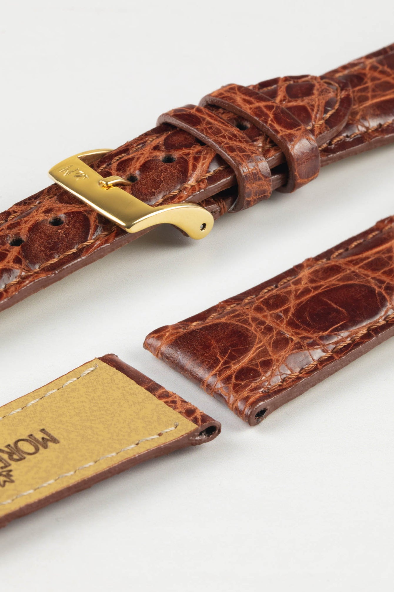 Morellato MOMBASA Genuine Crocodile Watch Strap in GOLD BROWN