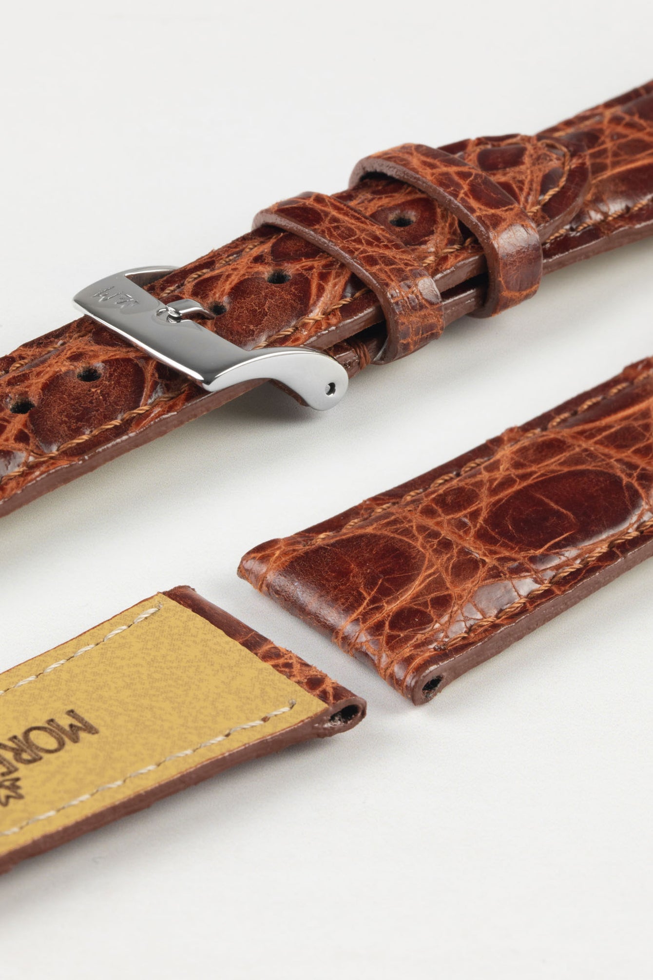 Morellato MOMBASA Genuine Crocodile Watch Strap in GOLD BROWN