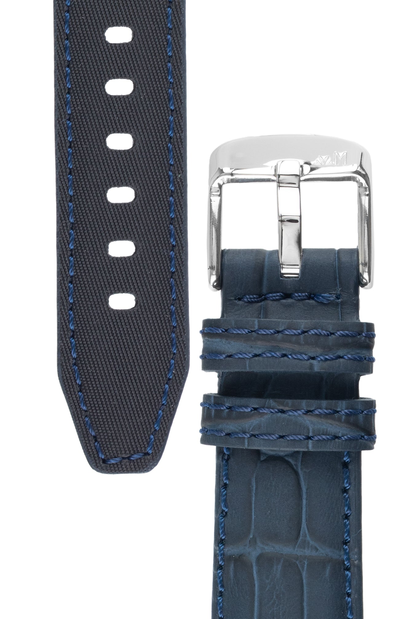 Morellato SOCCER Alligator-Embossed Calfskin Leather Watch Strap in BLUE