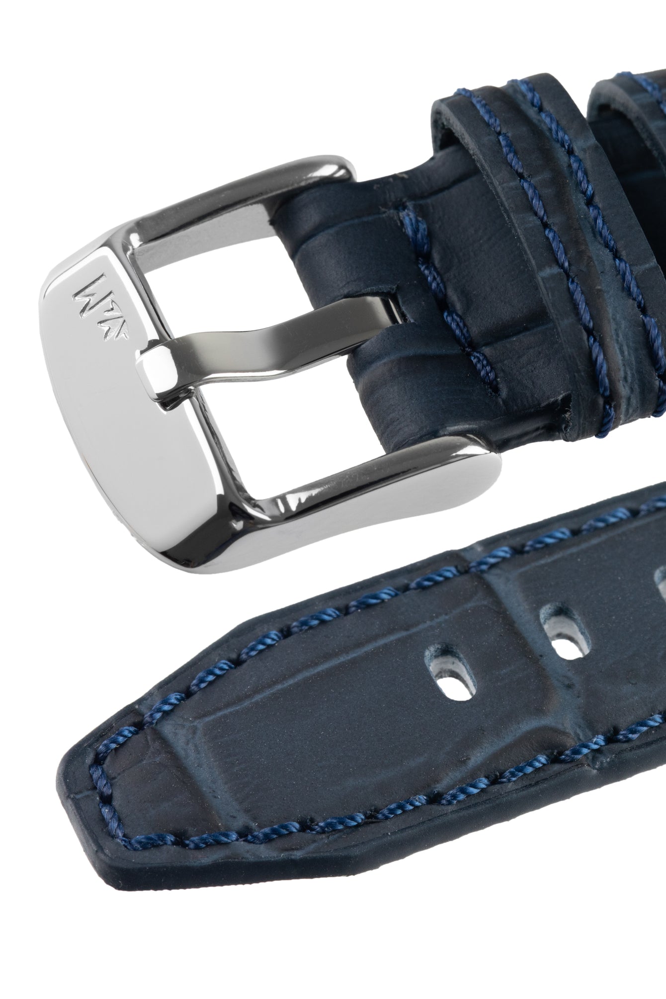 Morellato SOCCER Alligator-Embossed Calfskin Leather Watch Strap in BLUE