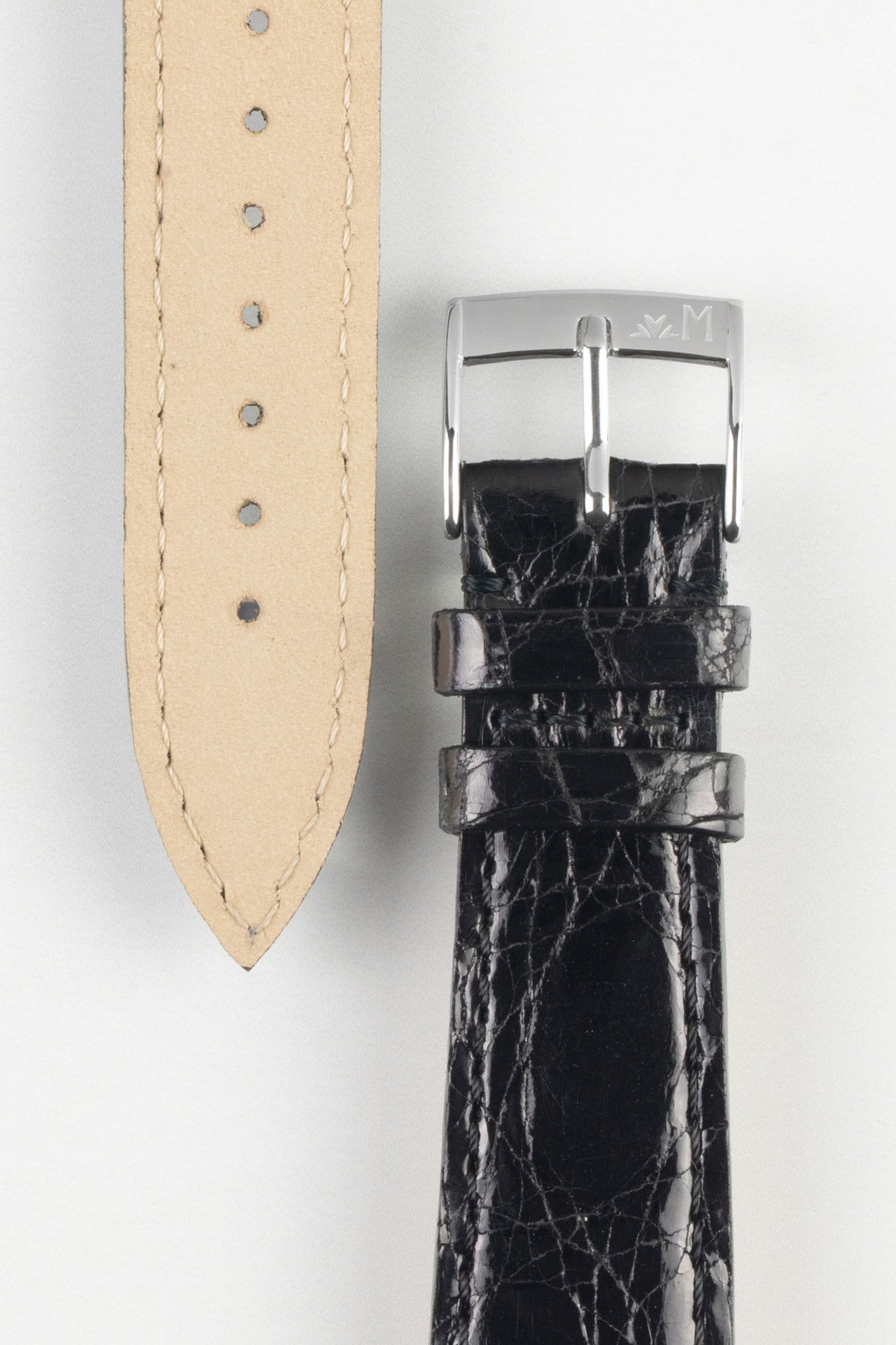 Morellato TRACY Genuine Crocodile Watch Strap in BLACK