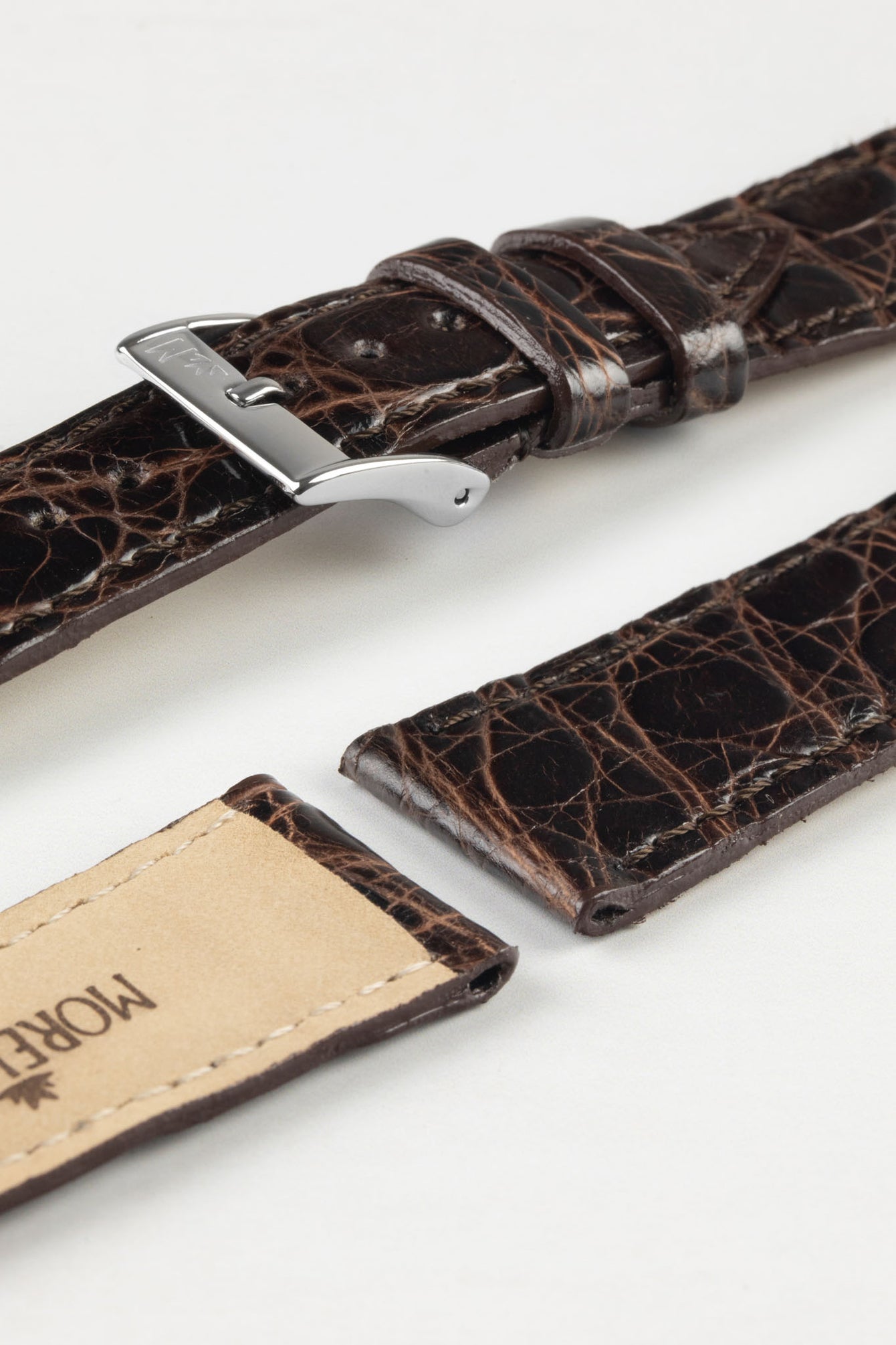 Morellato TRACY Genuine Crocodile Watch Strap in DARK BROWN