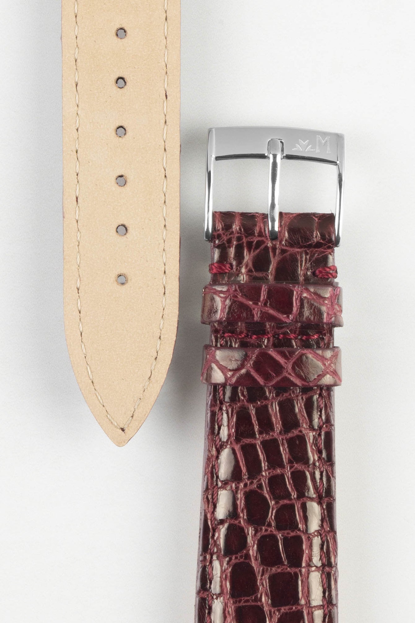 Morellato TRACY Genuine Crocodile Watch Strap in BURGUNDY