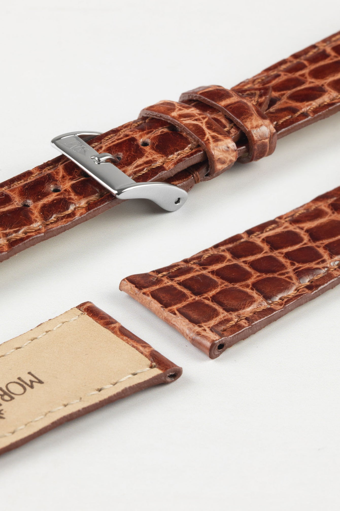 Morellato TRACY Genuine Crocodile Watch Strap in GOLD BROWN