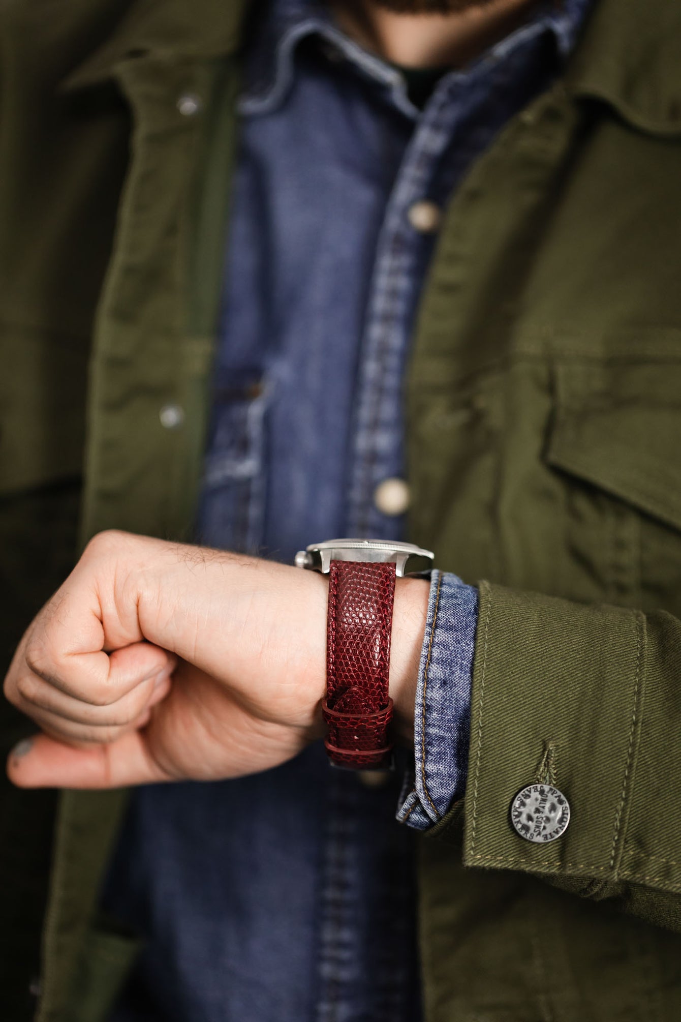  burgundy lizard watch strap 