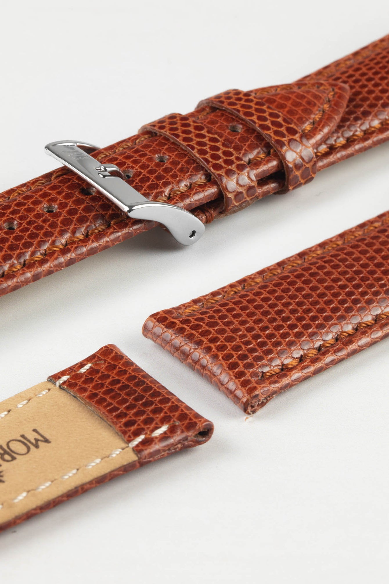 Morellato VIOLINO Genuine Lizard Skin Strap in GOLD BROWN