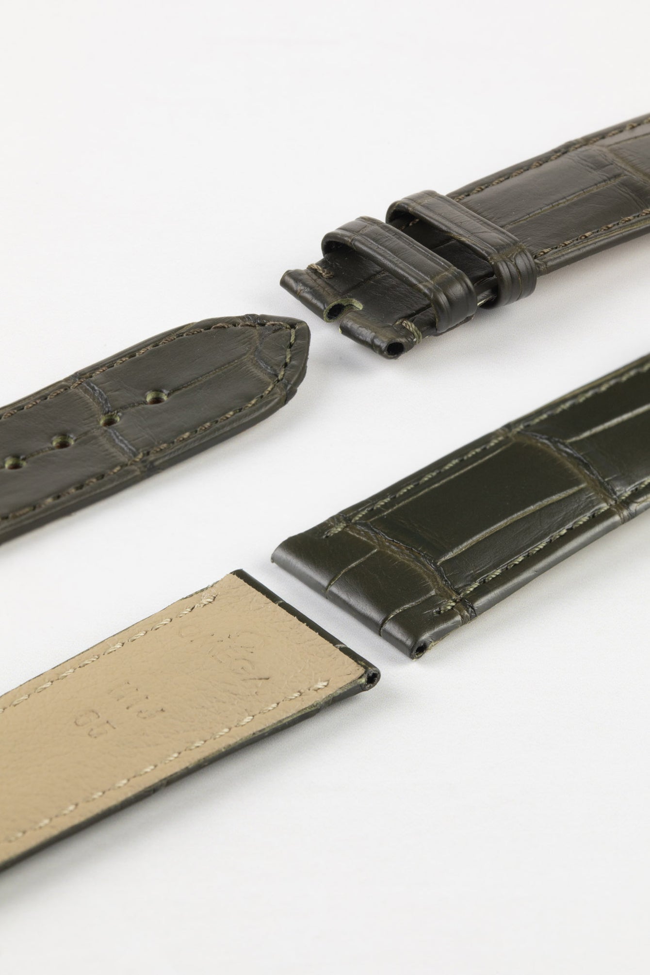 OMEGA CUZ010275 Speedmaster 20mm Genuine Alligator Watch Strap - DARK KHAKI