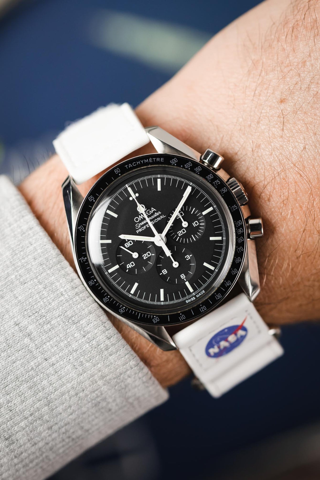 OMEGA CWZ016041 2-Piece NASA Speedmaster Moonwatch Velcro® Strap - WHITE