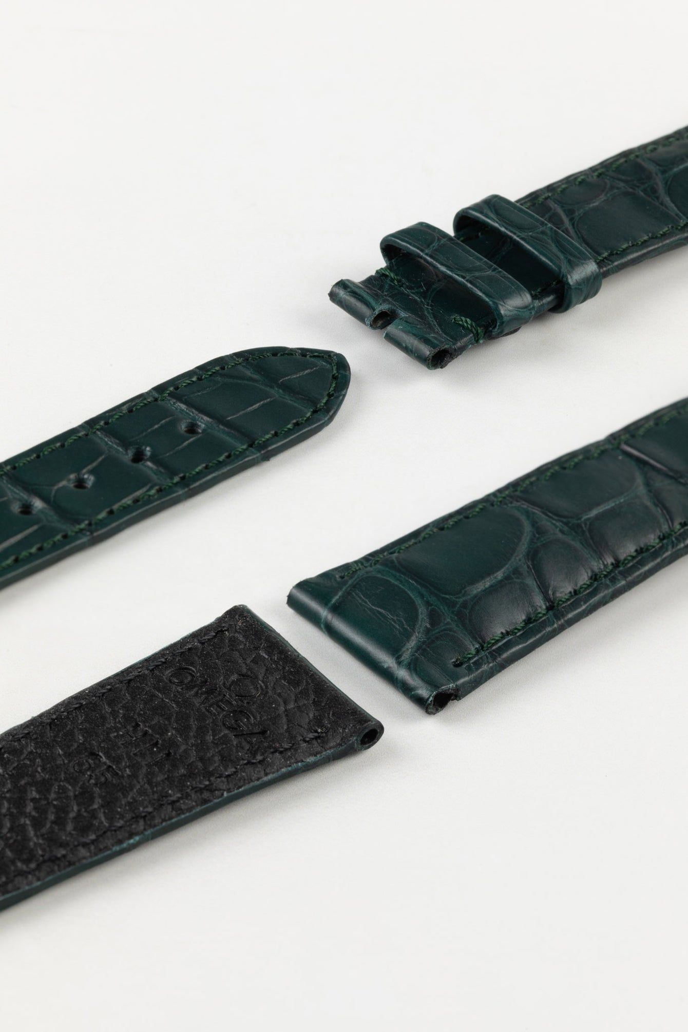 OMEGA Z016848 Genuine Alligator Low Profile 19mm Strap - GREEN