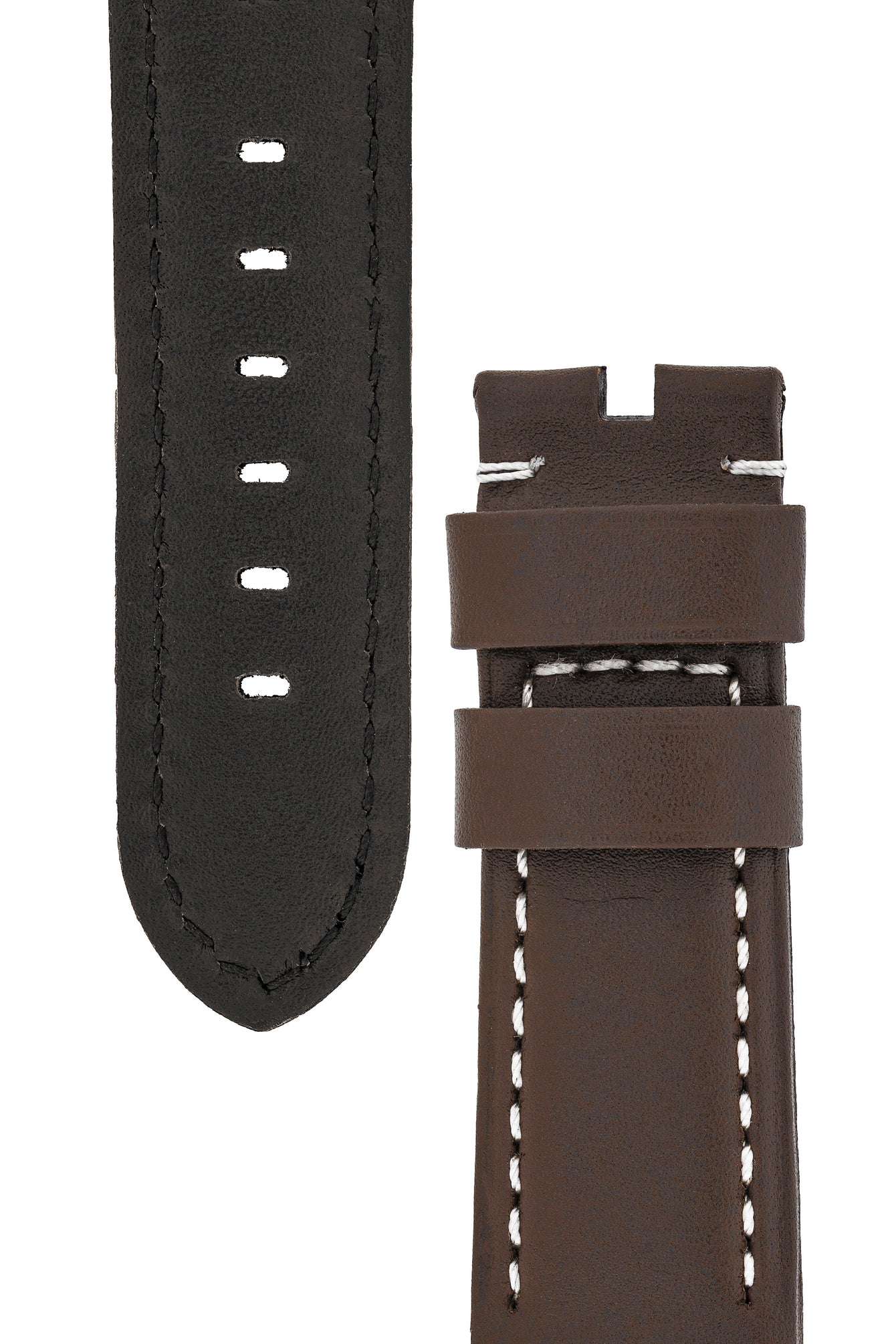 Panerai-Style Calf Leather Watch Strap in CHOCOLATE BROWN