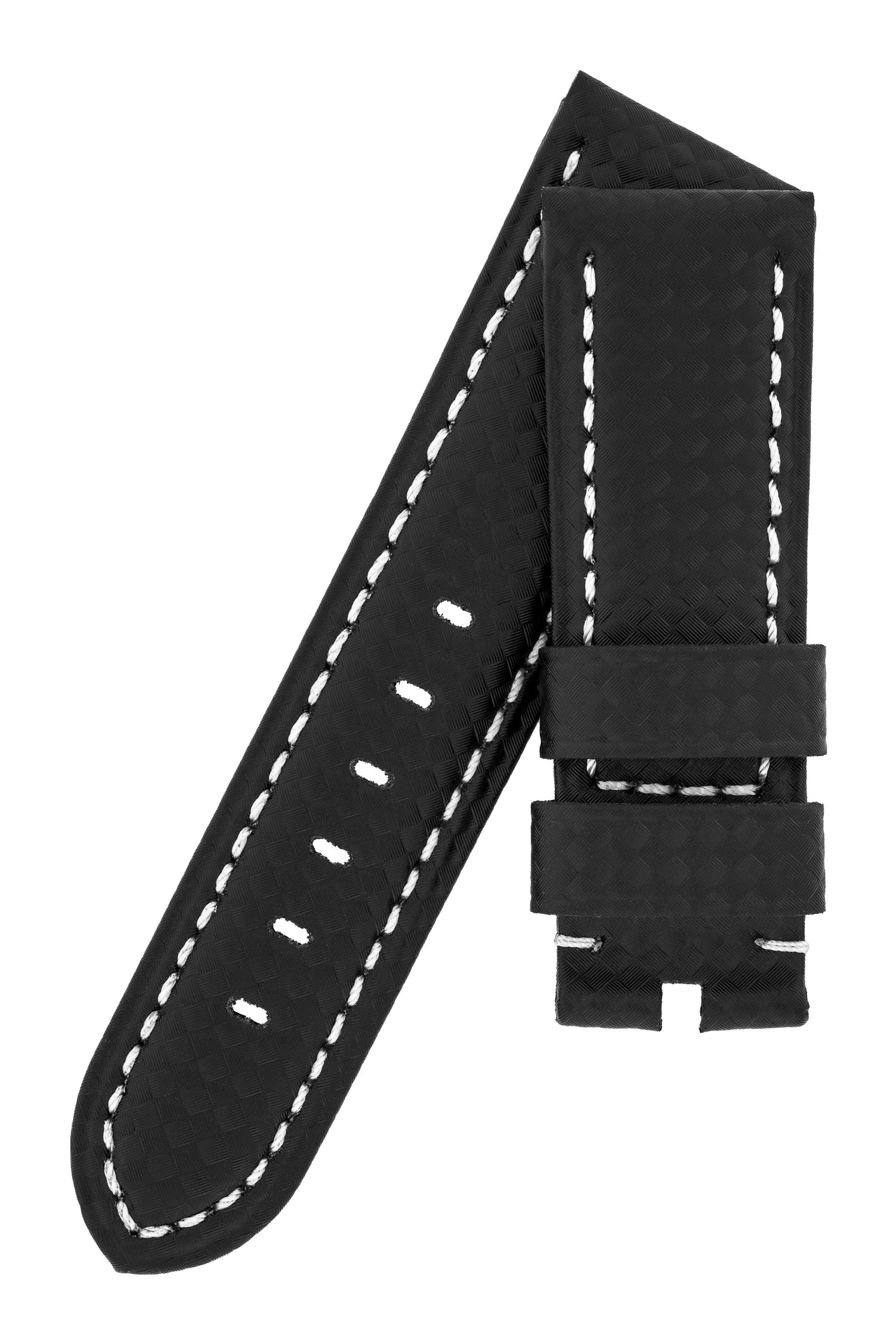 Panerai-Style Carbon Leather Watch Strap in BLACK