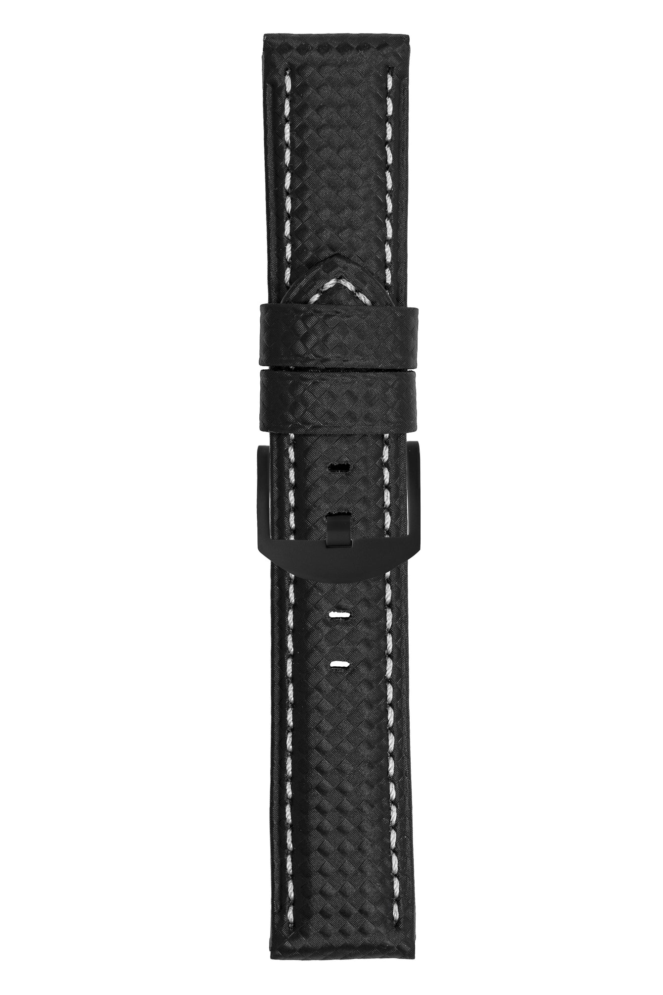 Panerai-Style Carbon Leather Watch Strap in BLACK