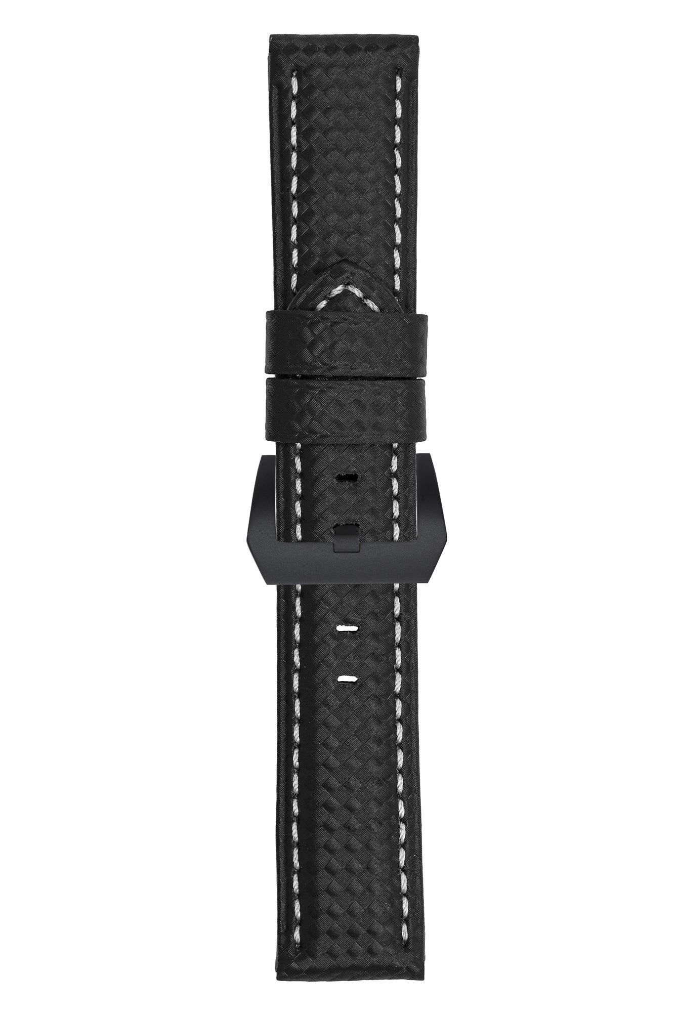 Panerai-Style Carbon Leather Watch Strap in BLACK