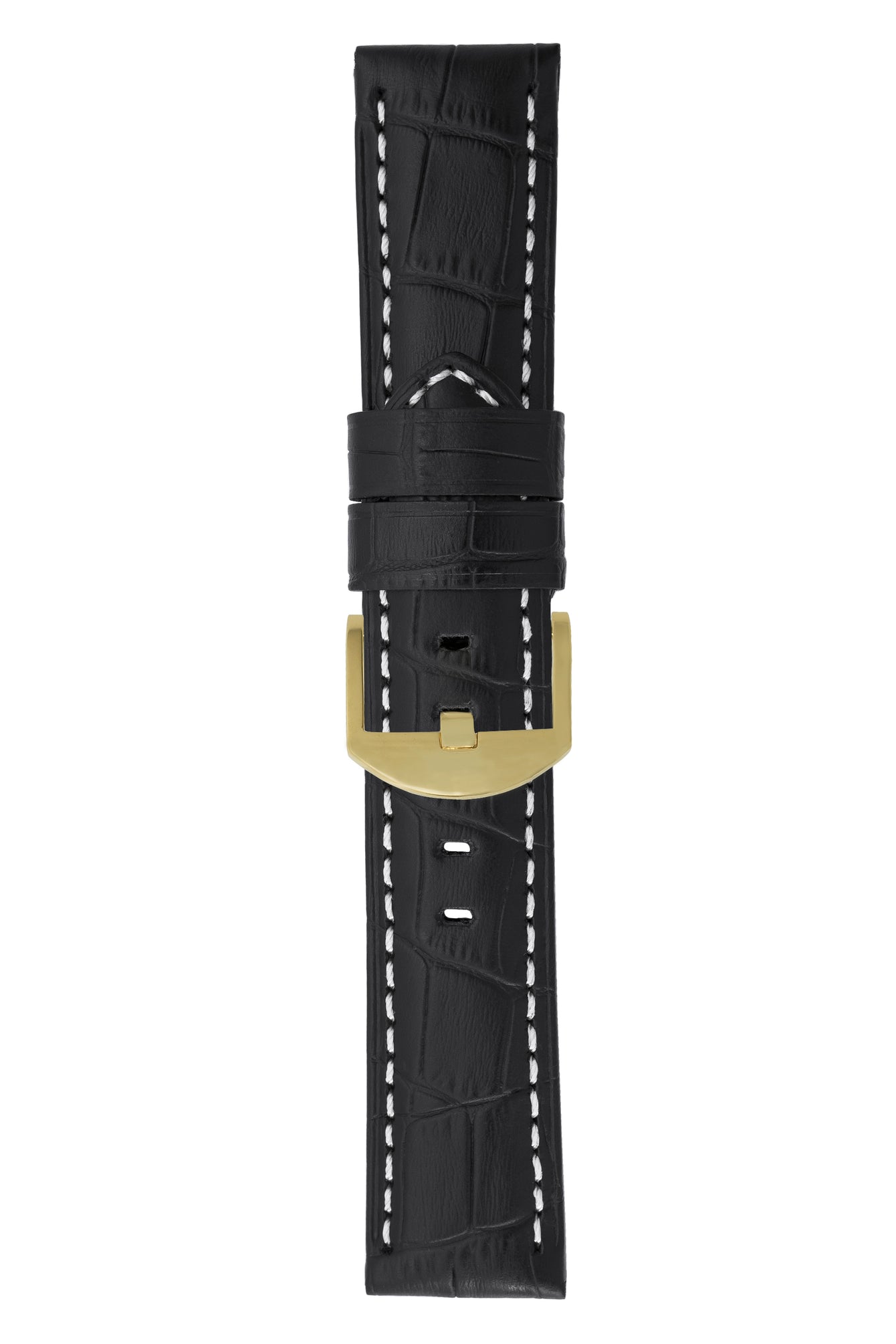 Panerai-Style Alligator-Embossed Watch Strap in BLACK / WHITE