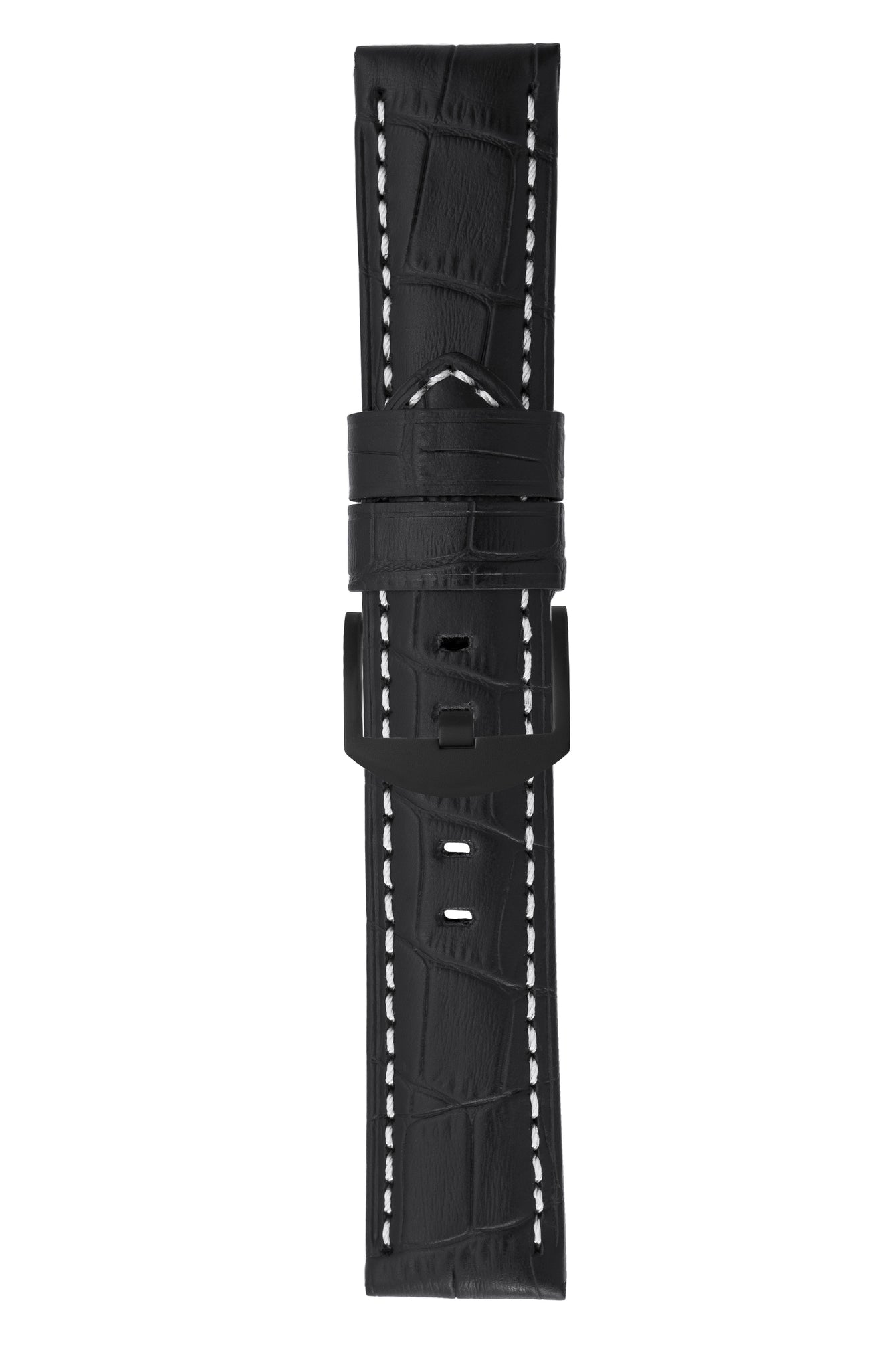 Panerai-Style Alligator-Embossed Watch Strap in BLACK / WHITE