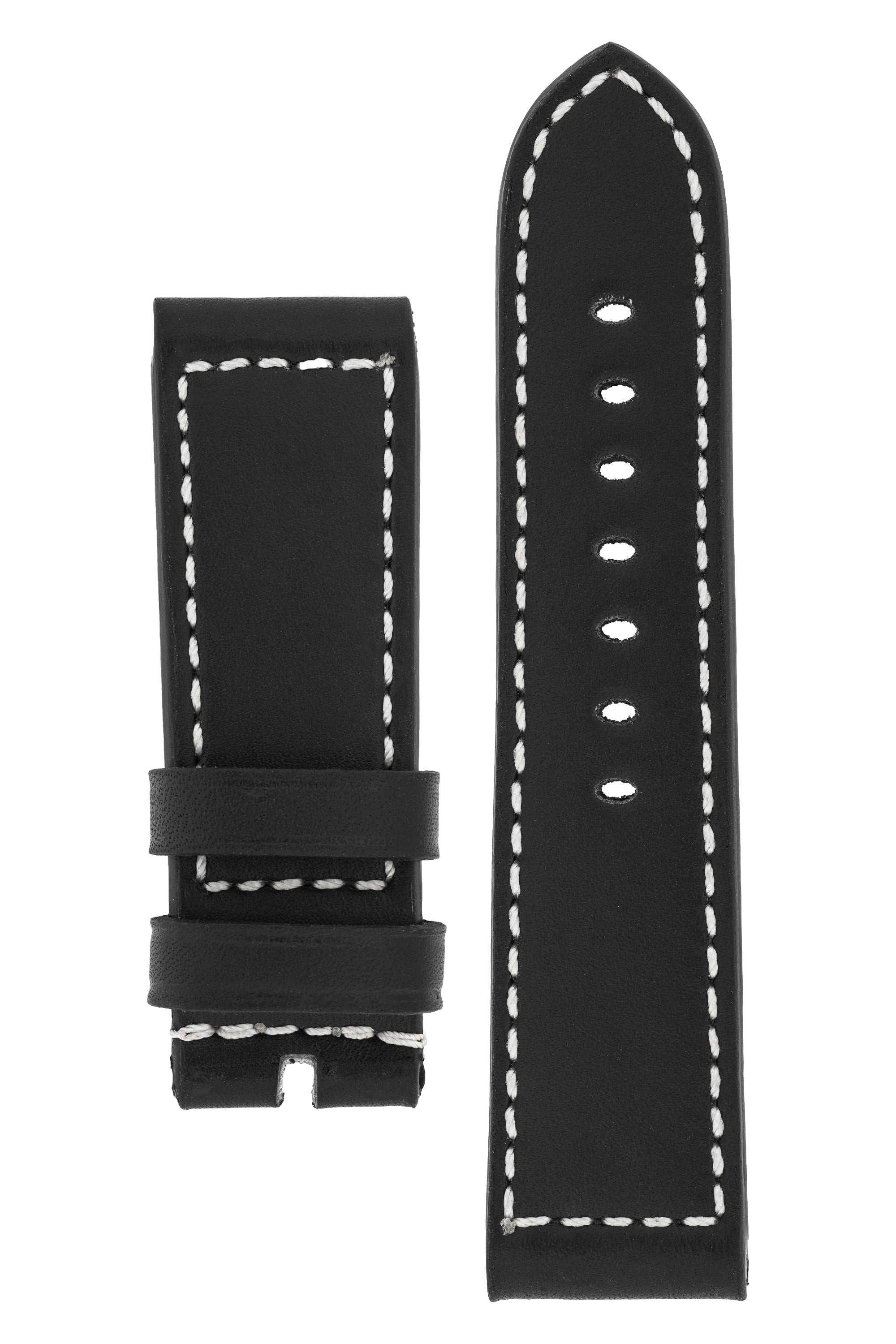 Panerai Style Marino Leather Watch Strap in BLACK WatchObsession