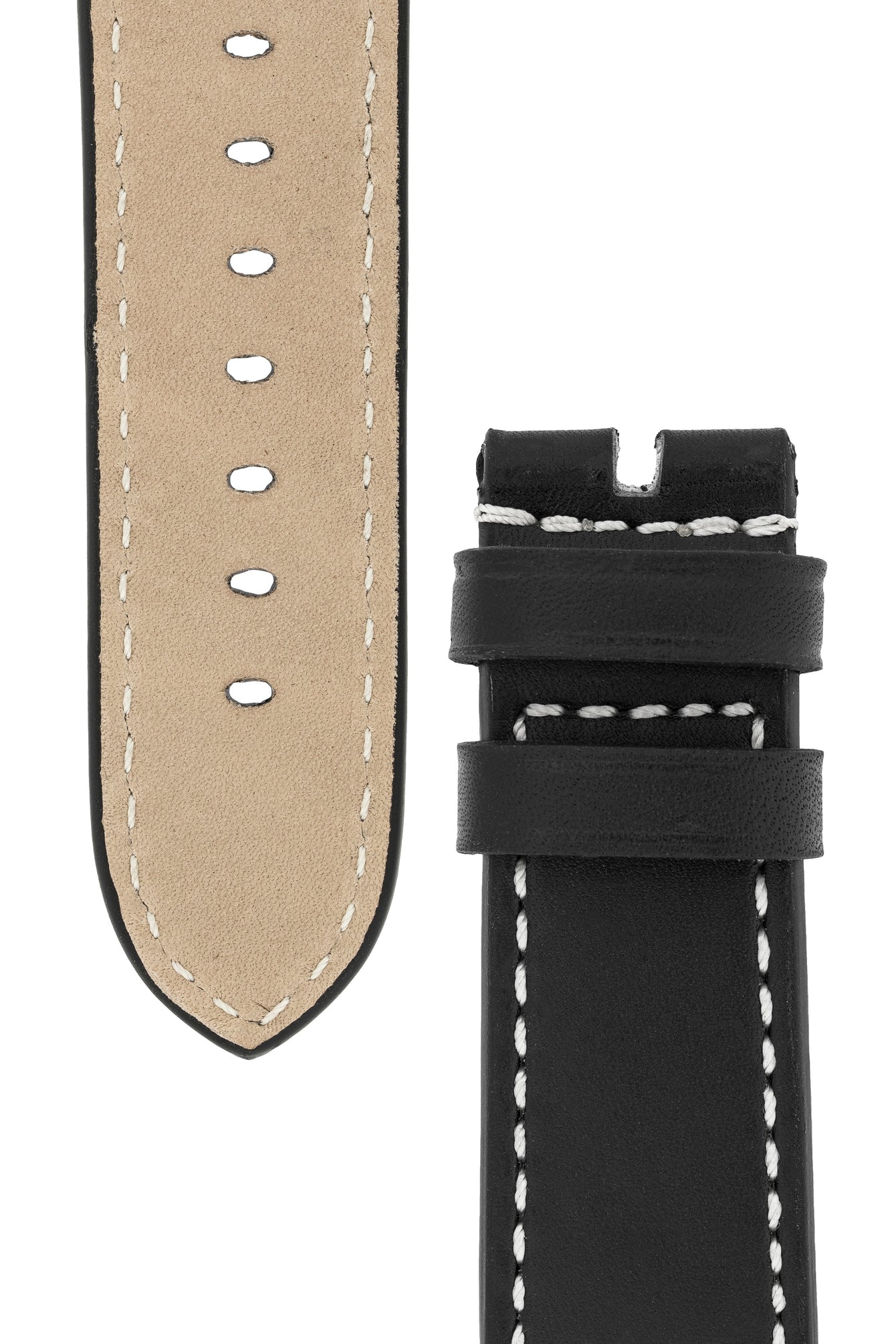 Panerai-Style Marino Leather Watch Strap in BLACK