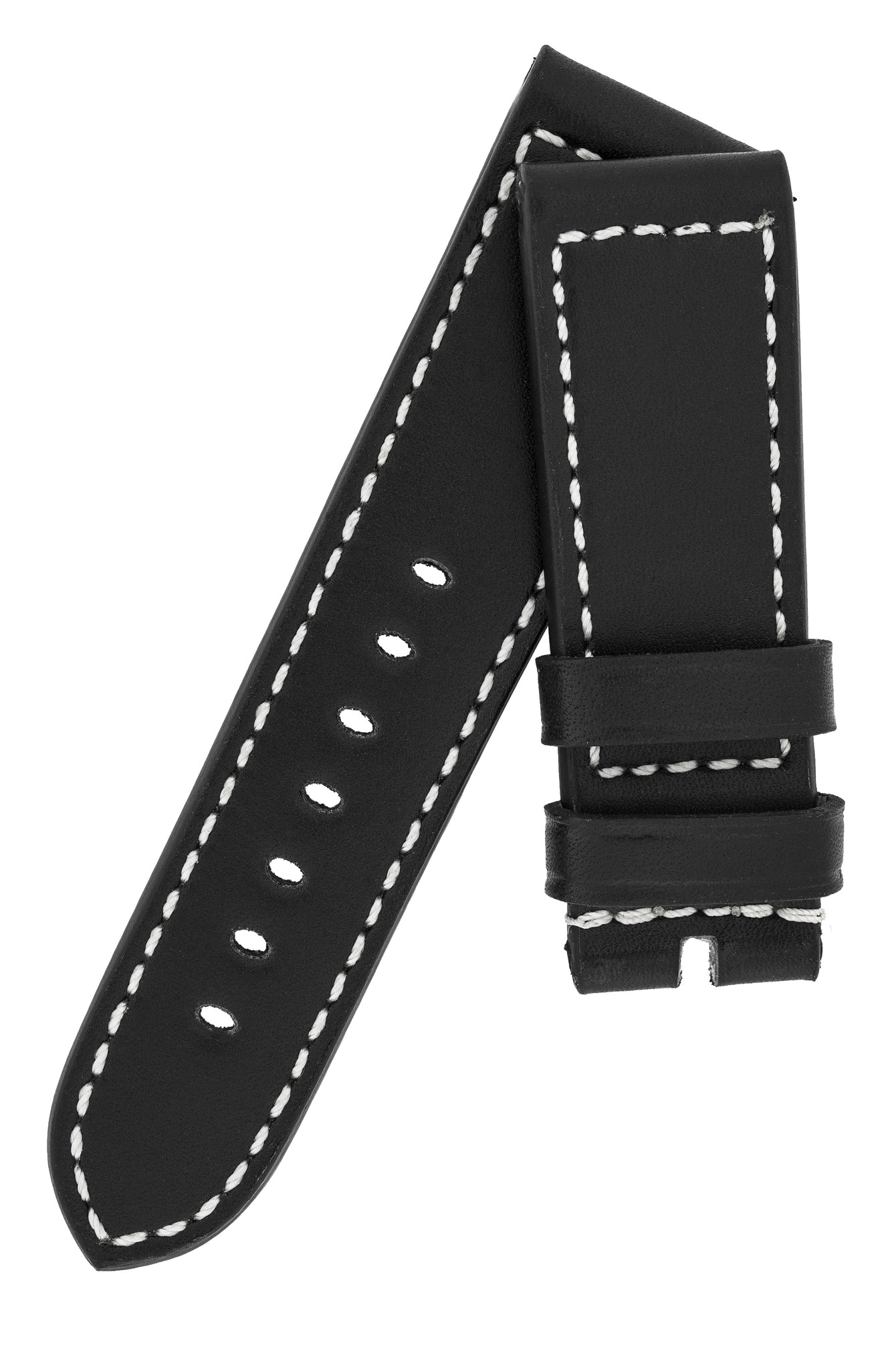 Panerai-Style Marino Leather Watch Strap in BLACK