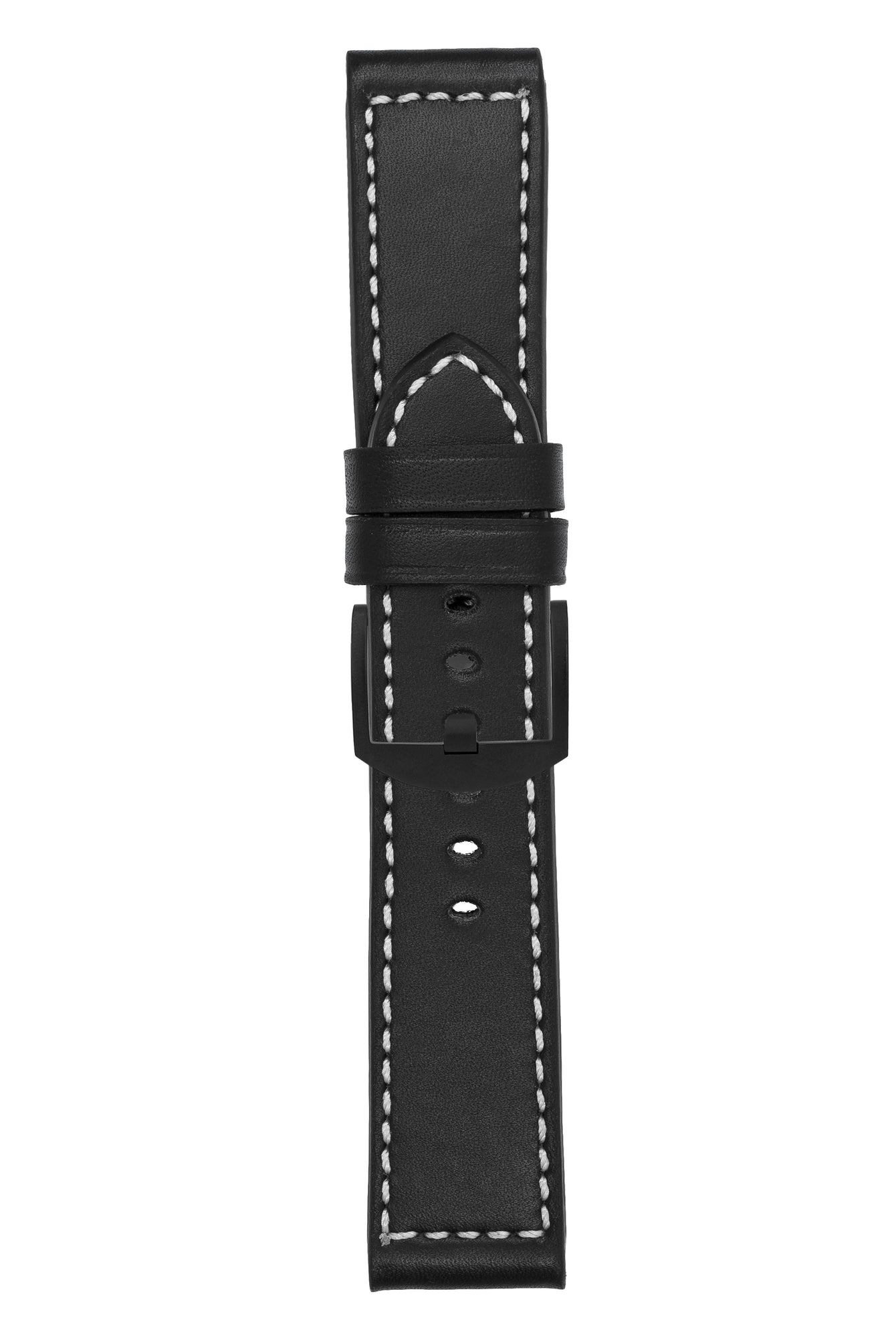 Panerai-Style Marino Leather Watch Strap in BLACK