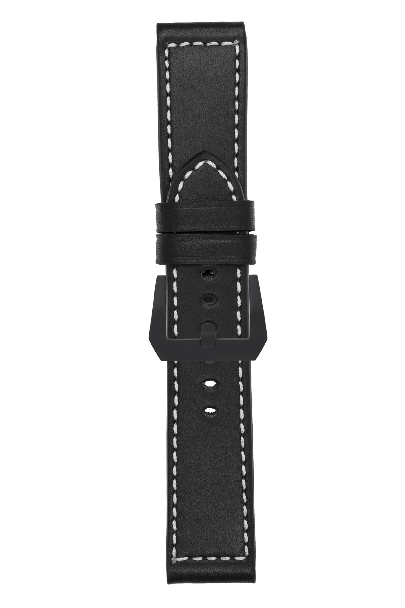 Panerai-Style Marino Leather Watch Strap in BLACK