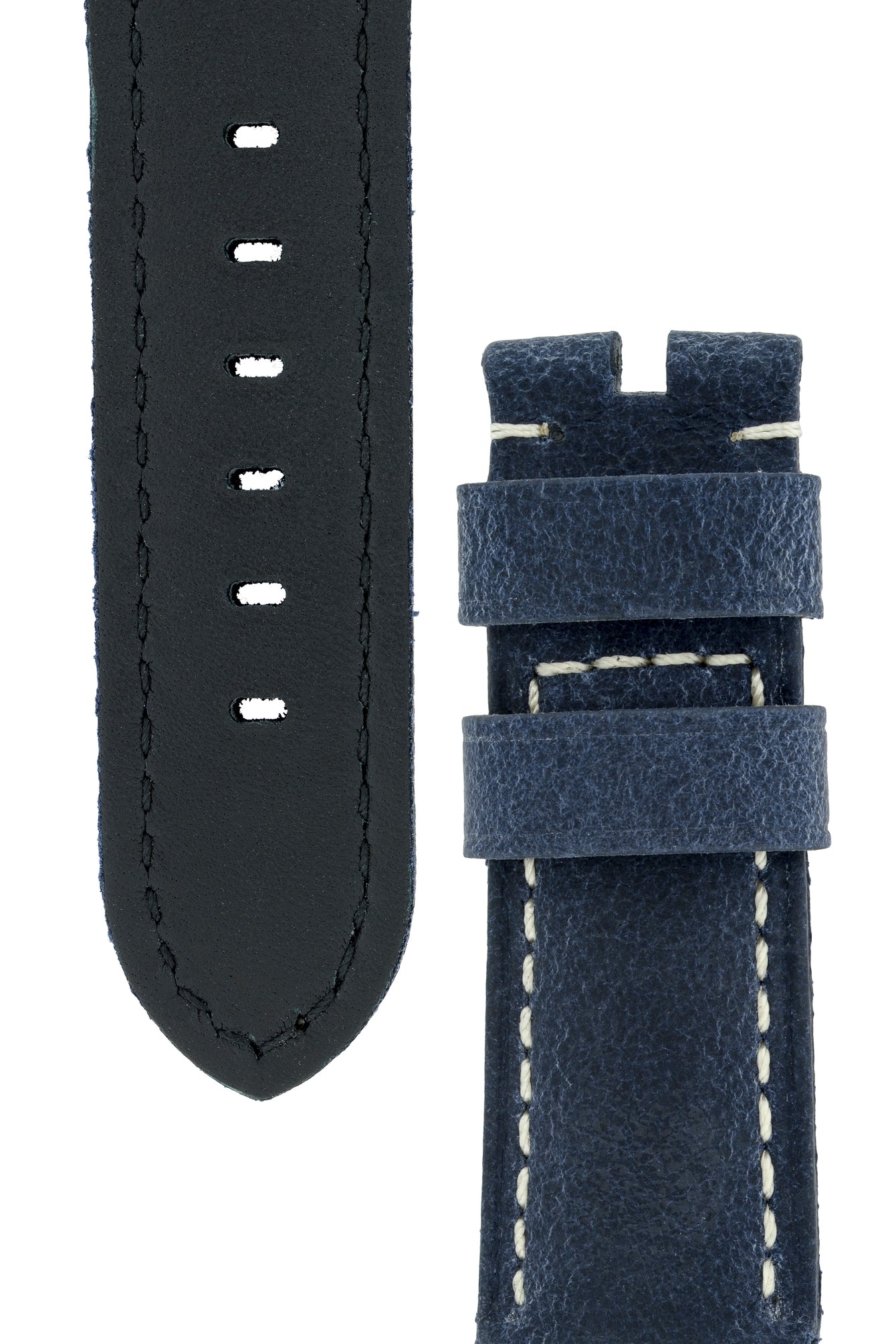 Panerai-Style Vertigo Buffalo Suede Watch Strap in DARK BLUE