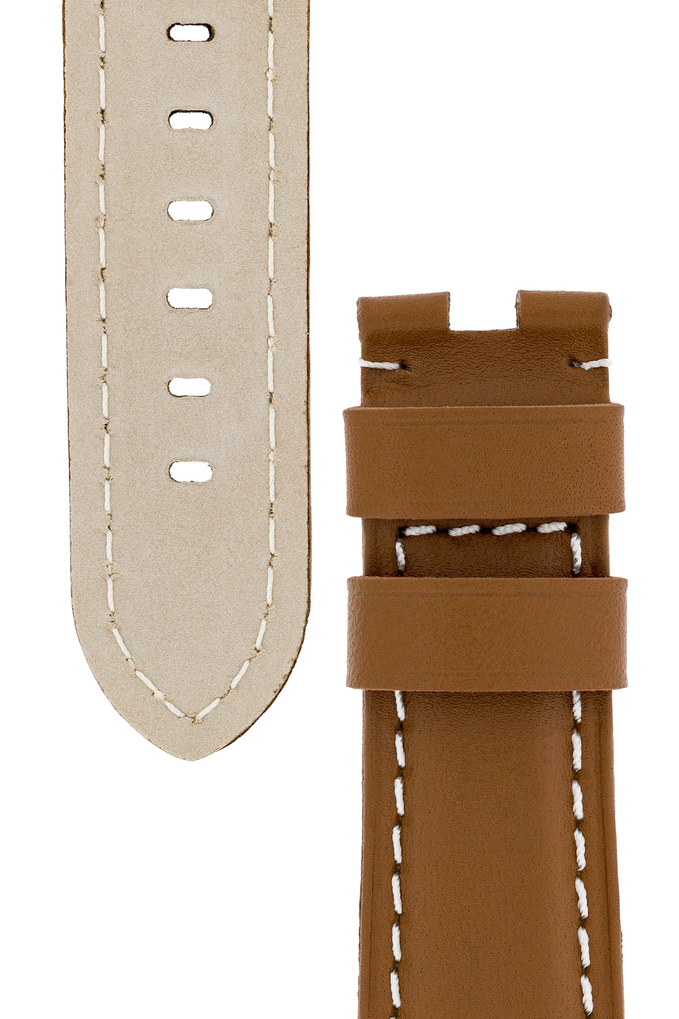 Panerai-Style Calf Leather Deployment Watch Strap in CARAMEL