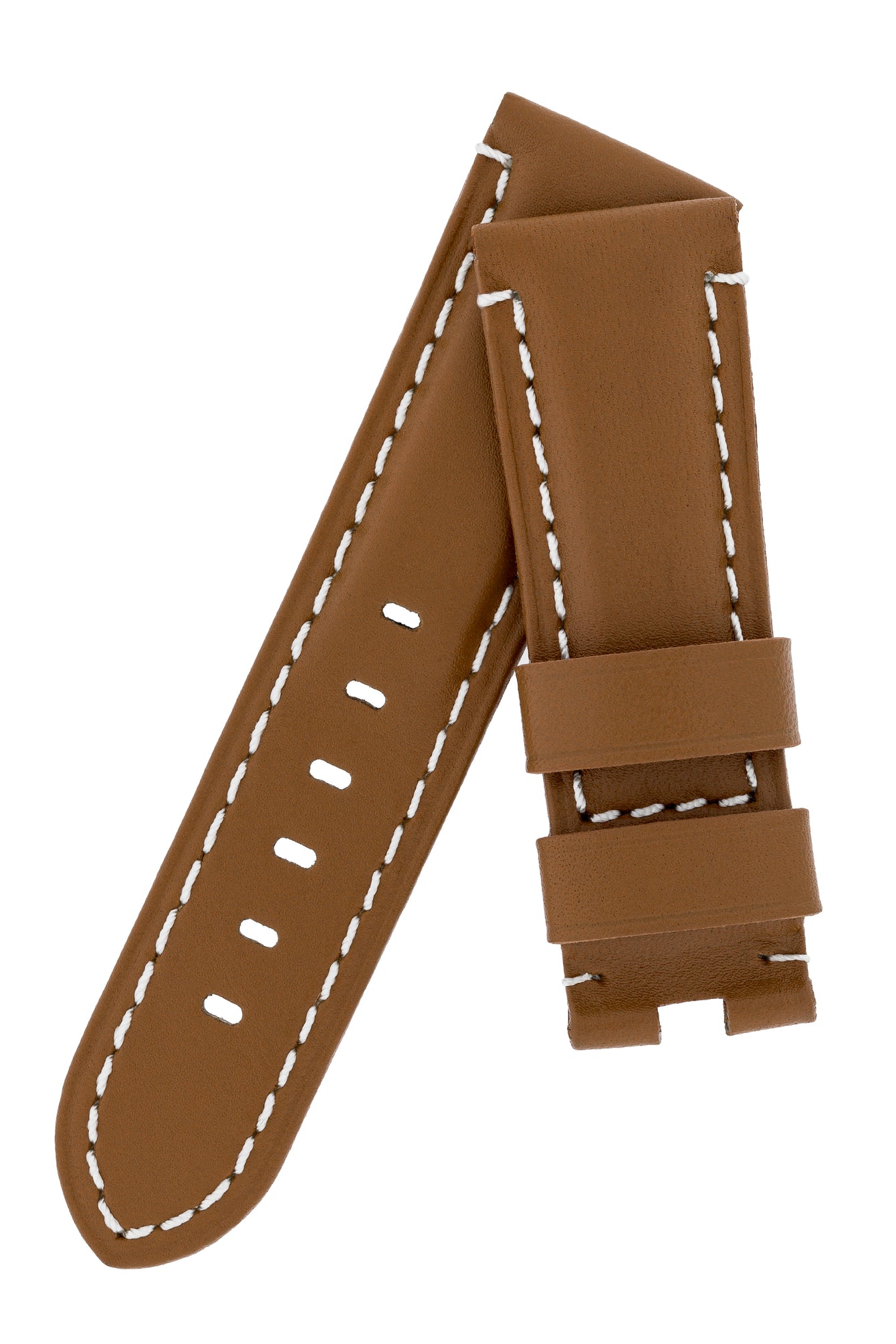 Panerai-Style Calf Leather Deployment Watch Strap in CARAMEL