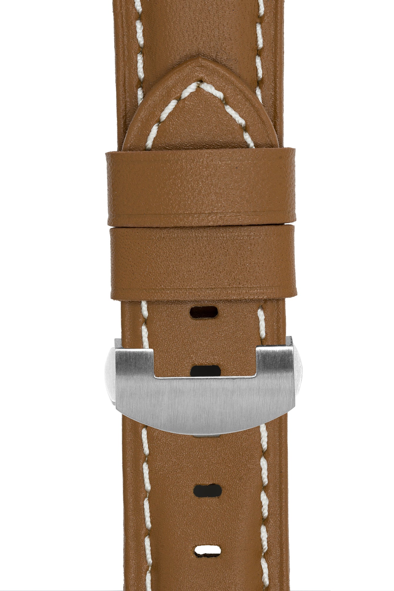 Panerai-Style Calf Leather Deployment Watch Strap in CARAMEL