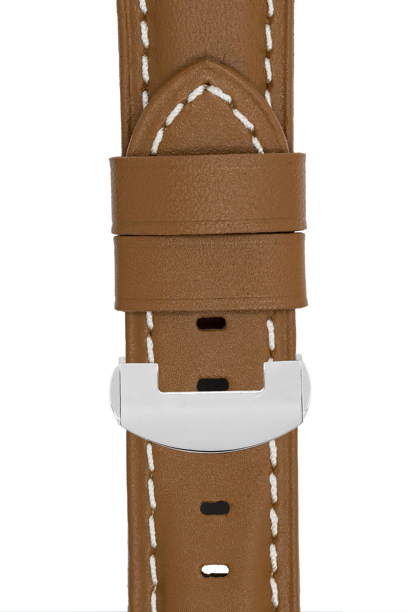 Panerai-Style Calf Leather Deployment Watch Strap in CARAMEL